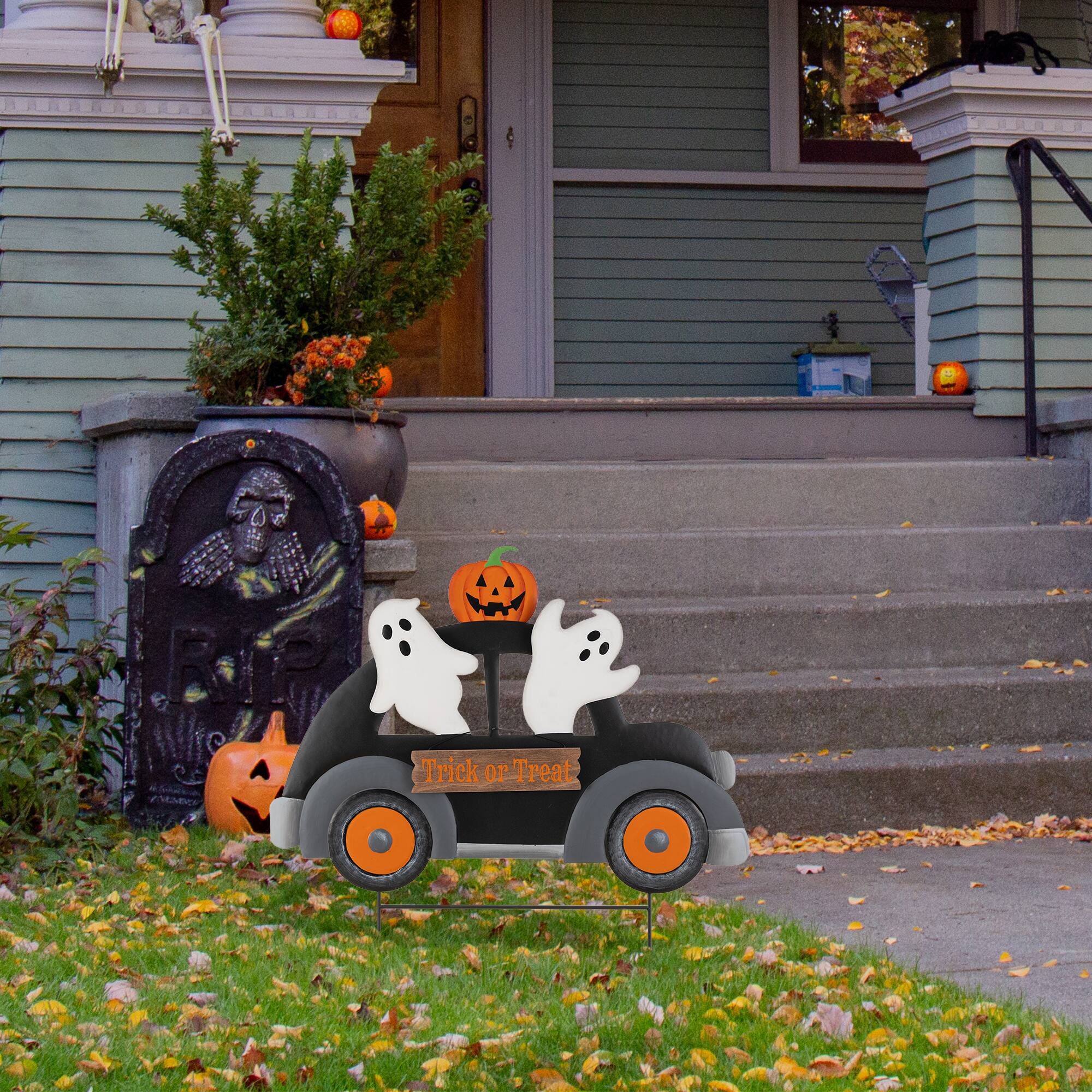 Glitzhome® 24" Halloween Metal Ghost Car Yard Stake