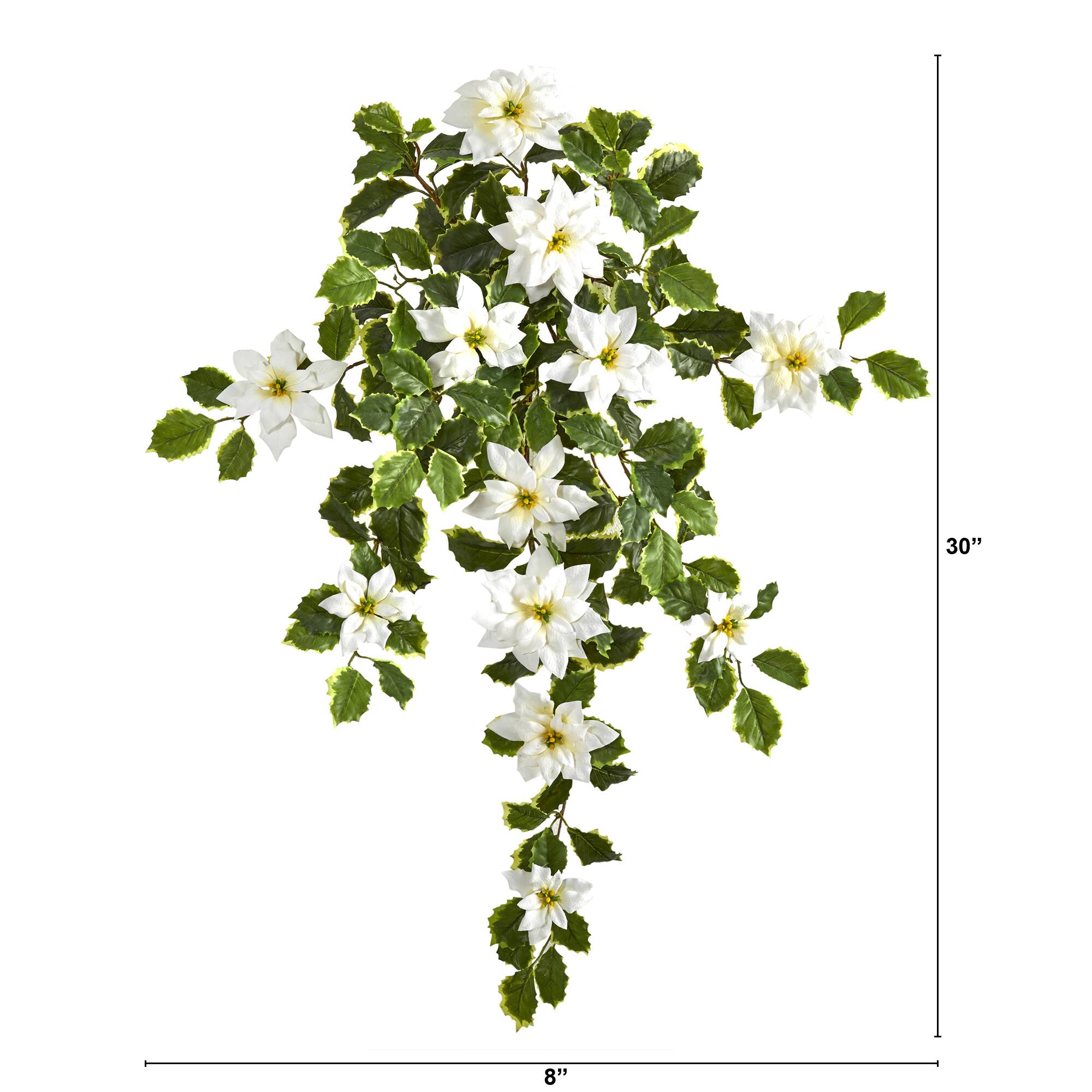 30” Real Touch Poinsettia and Variegated Holly Artificial Plant Set