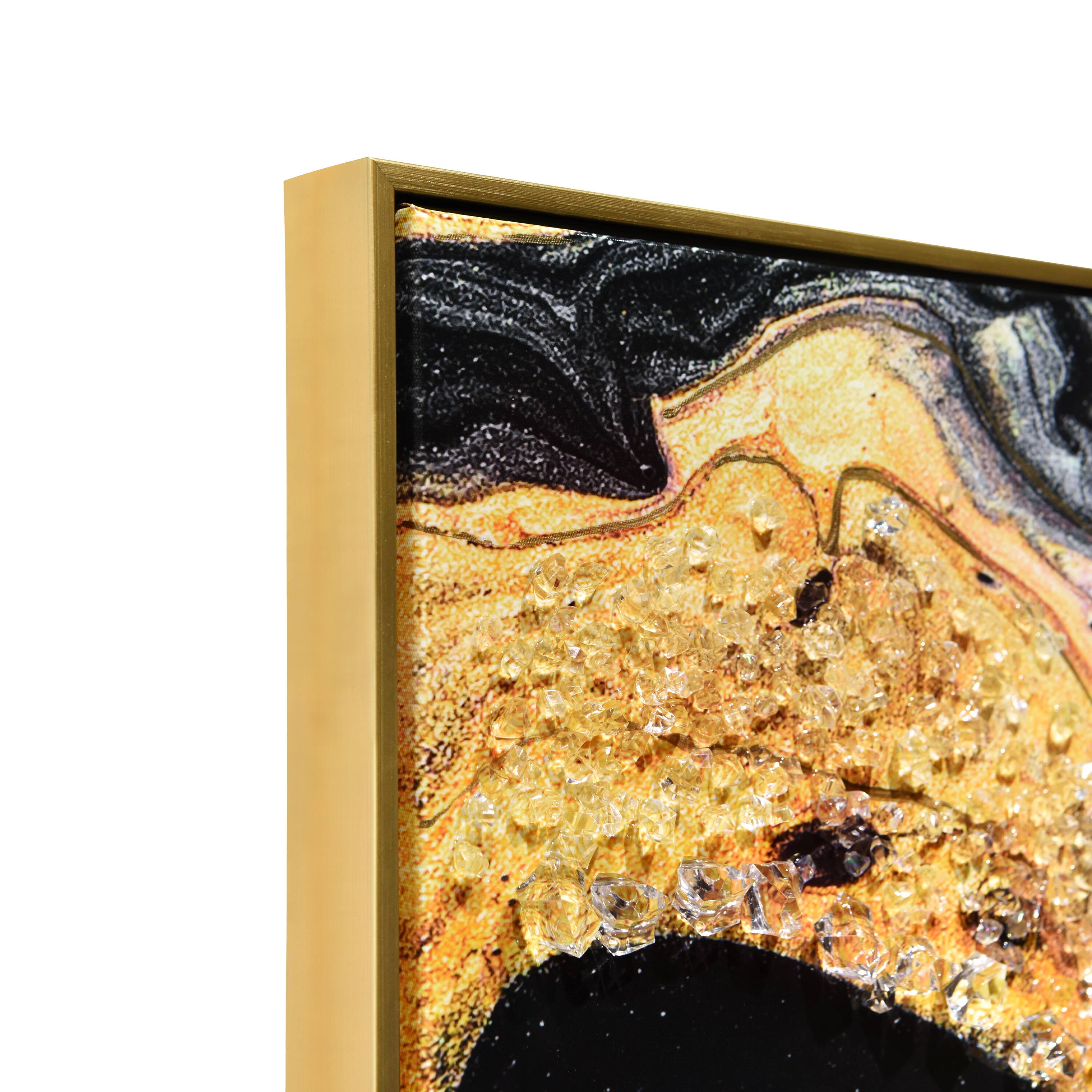 Empire Art Direct Arte De Crystallus 24" x 48" Golden Veins IV Epoxy Coated Wrapped Framed Glossy Abstract Canvas Wall Art