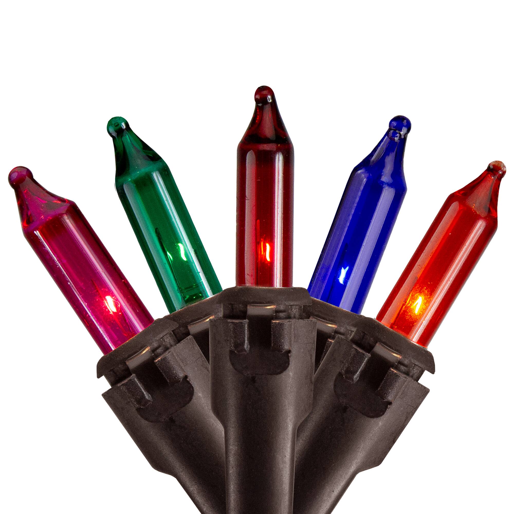 100ct. Multicolor Mini Christmas String Lights with Brown Wire