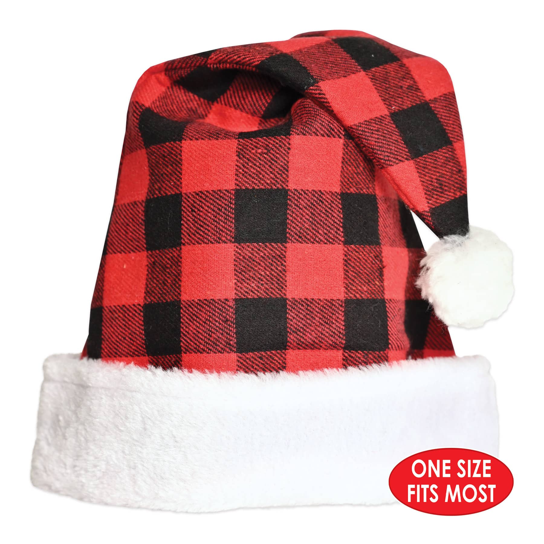 Beistle Red & Black Plaid Santa Hats, 2ct.