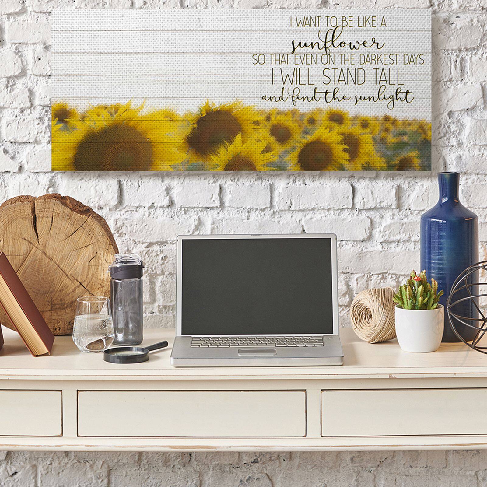 Stupell Industries Be Like A Sunflower Wood Texture Inspiring Word Canvas Wall Art