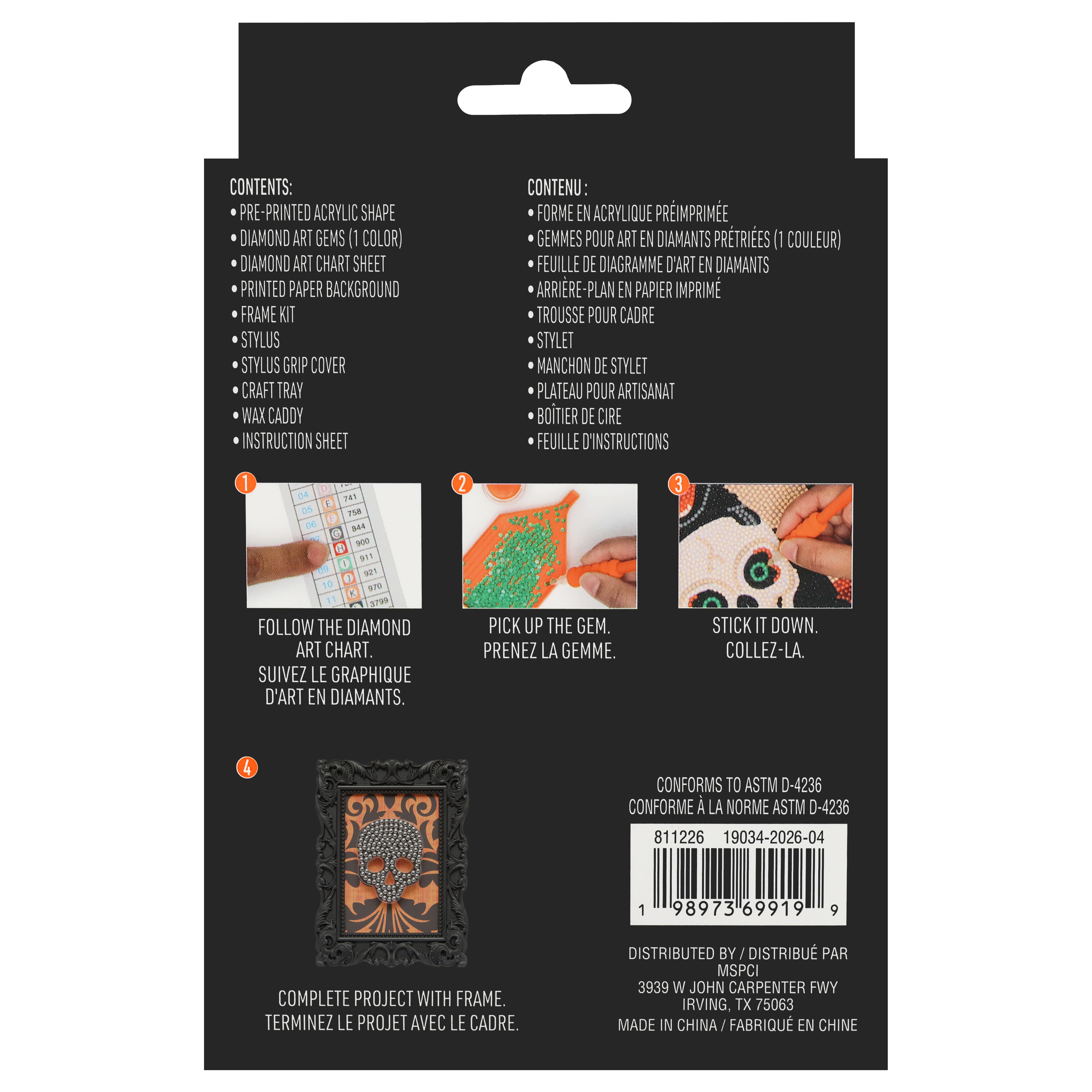 2" x 3" Skull Acrylic Surface Diamond Art Kit with Frame by Make Market®