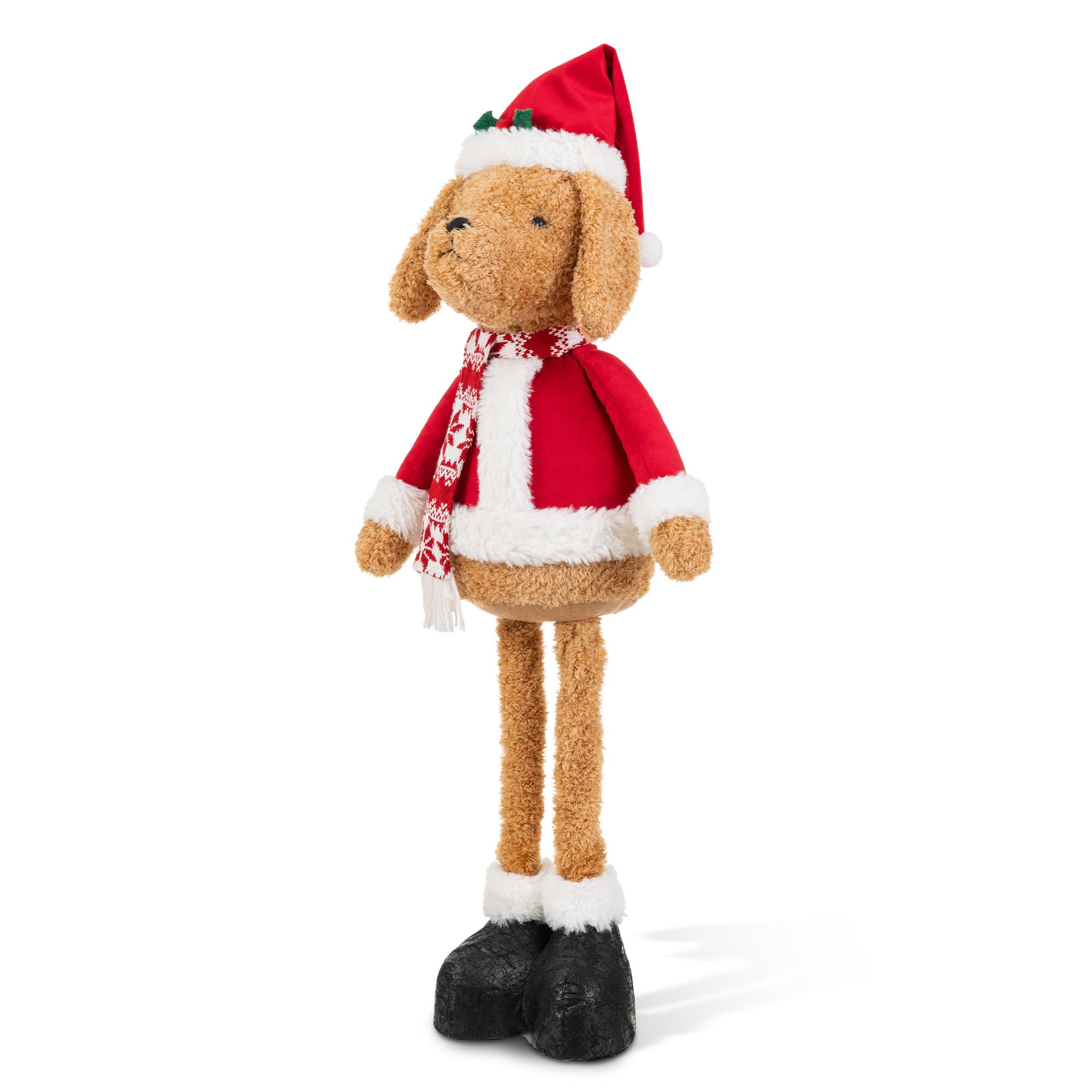 Glitzhome® 17"-33" Telescoping Fabric Christmas Dog Standing Decor