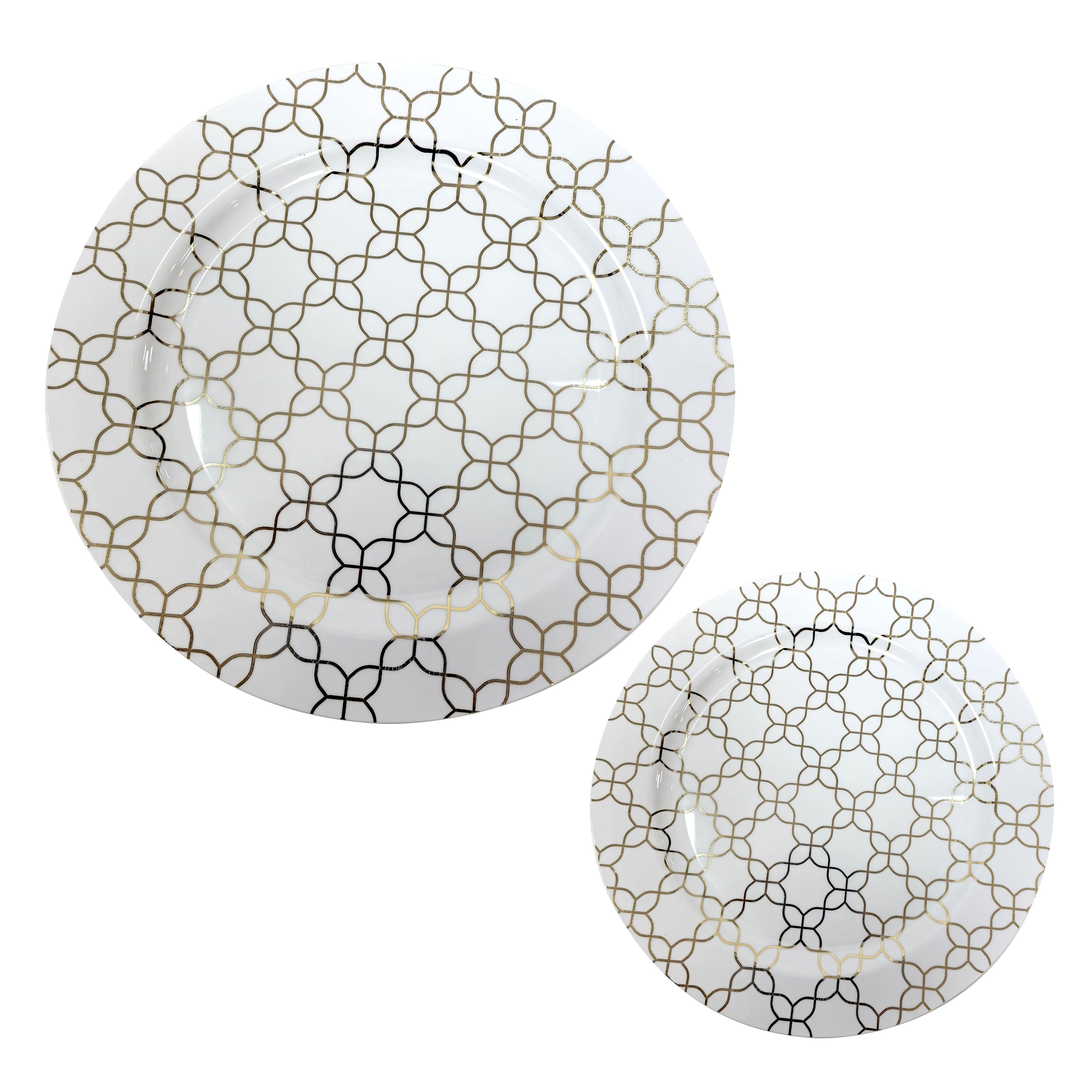 8 Packs: 40 ct. (320 total) Gold Quatrefoil Lunch & Dinner Plates by Celebrate It™