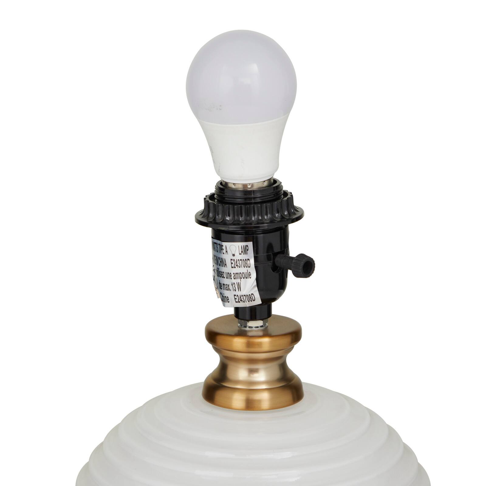 White Glass Modern Accent Lamp, 13" x 13" x 19"