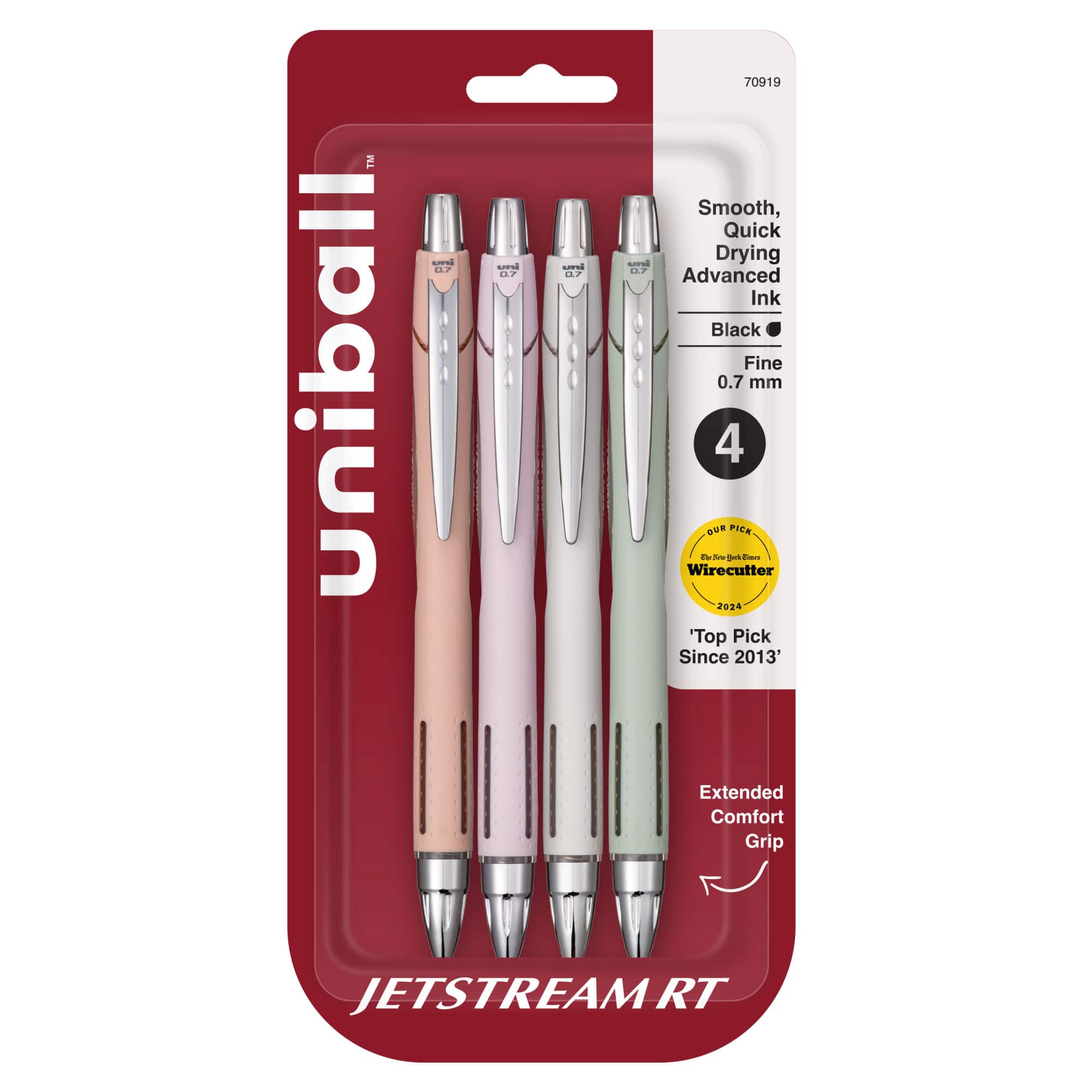 uniball™ Jetstream RT 0.7mm Fine Black Ink Pastel Retractable Gel Pens, 4ct.