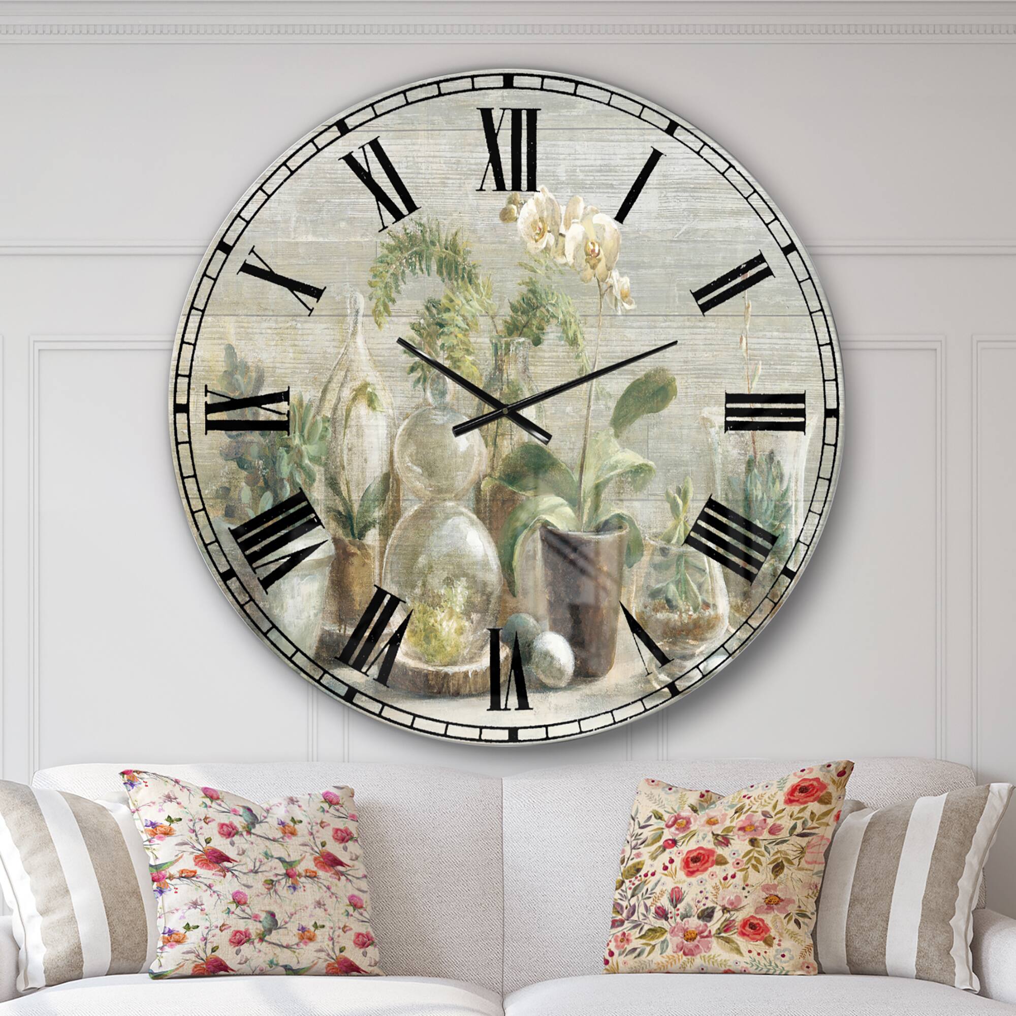 Designart Composition of Orchids Traditional Wall Clock
