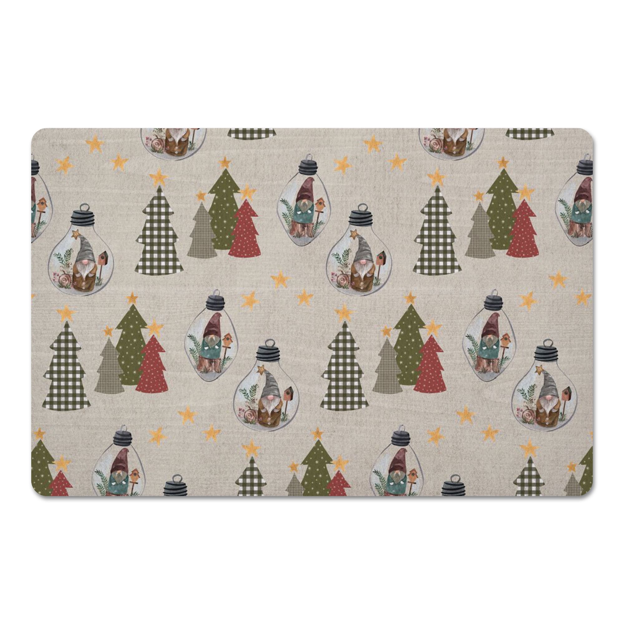 Cream Tree & Globe Pattern Floor Mat