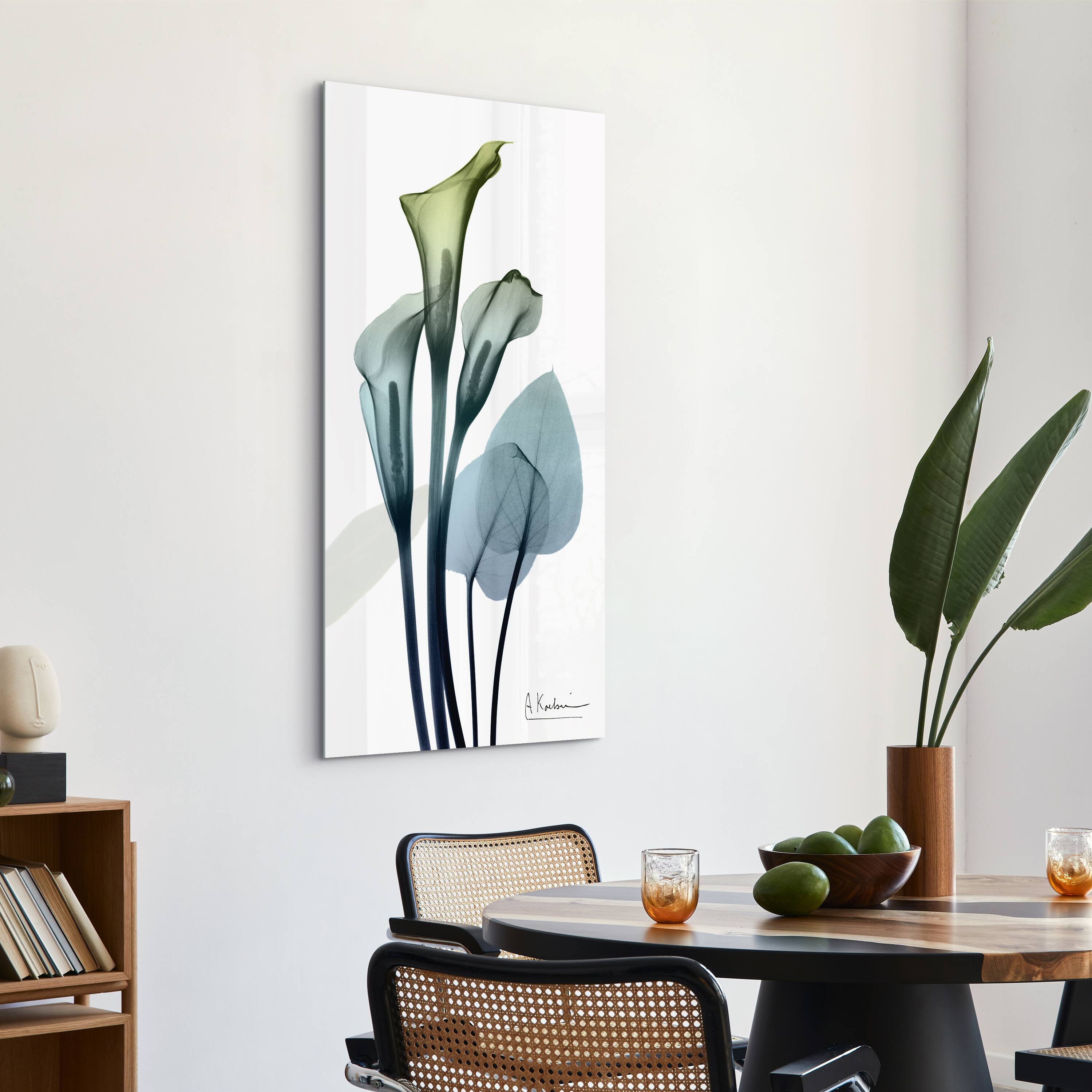 Empire Art Direct 24" x 48" Calla Lily Free Floating Tempered Glass Wall Art