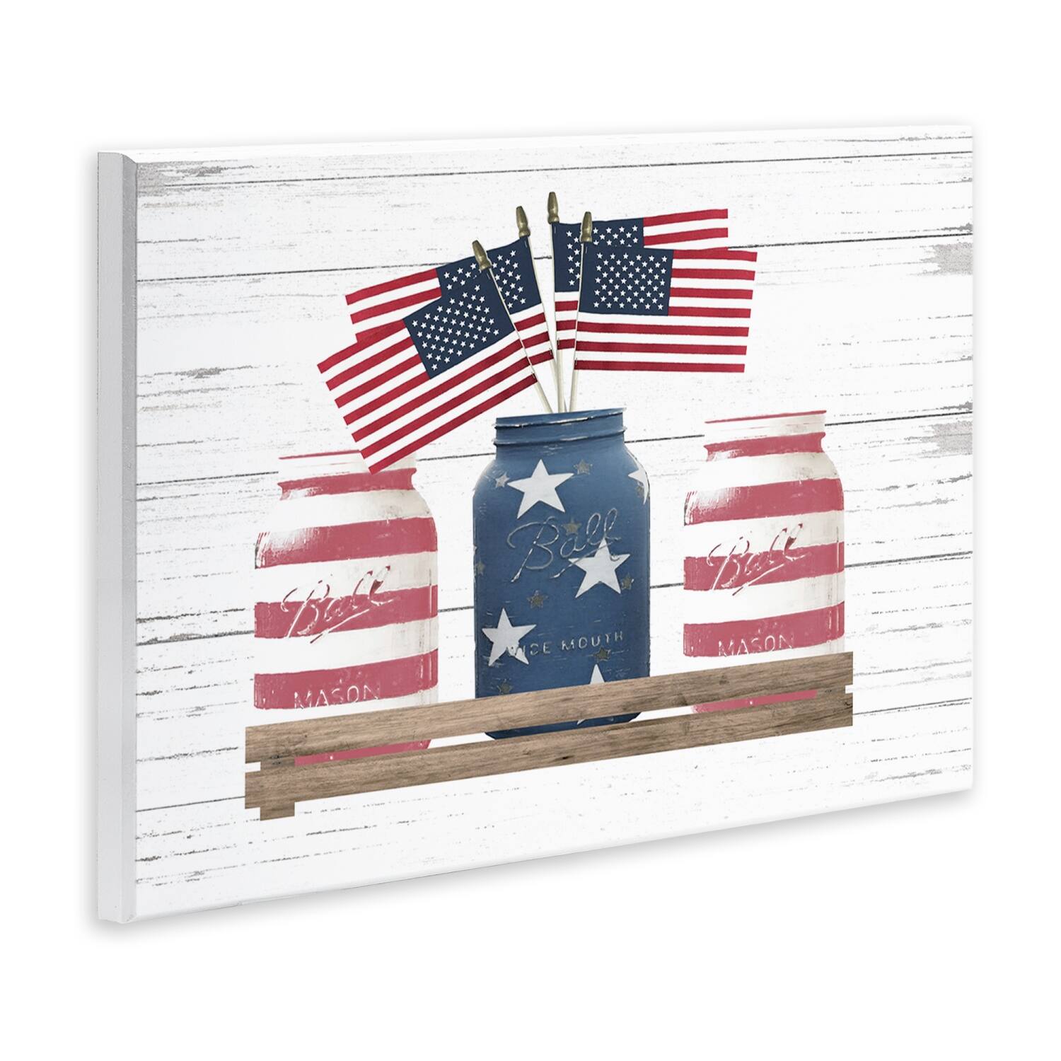 Stupell Industries Rustic Patriotic Jars American Pride Flag Design Wall Plaque Art