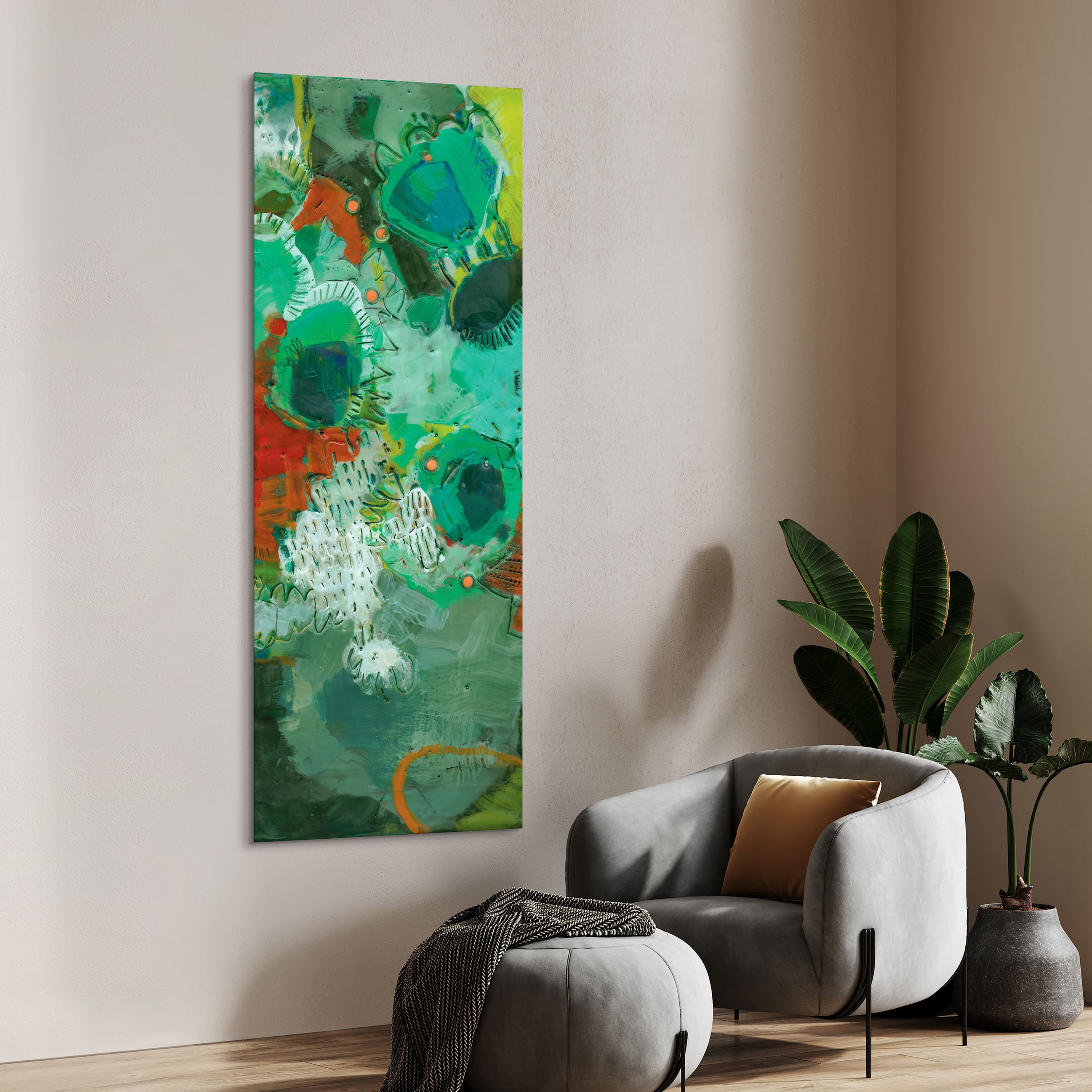 Empire Art Direct 63" x 24" Lolly II Frameless Free Floating Reverse Tempered Art Glass Wall Art