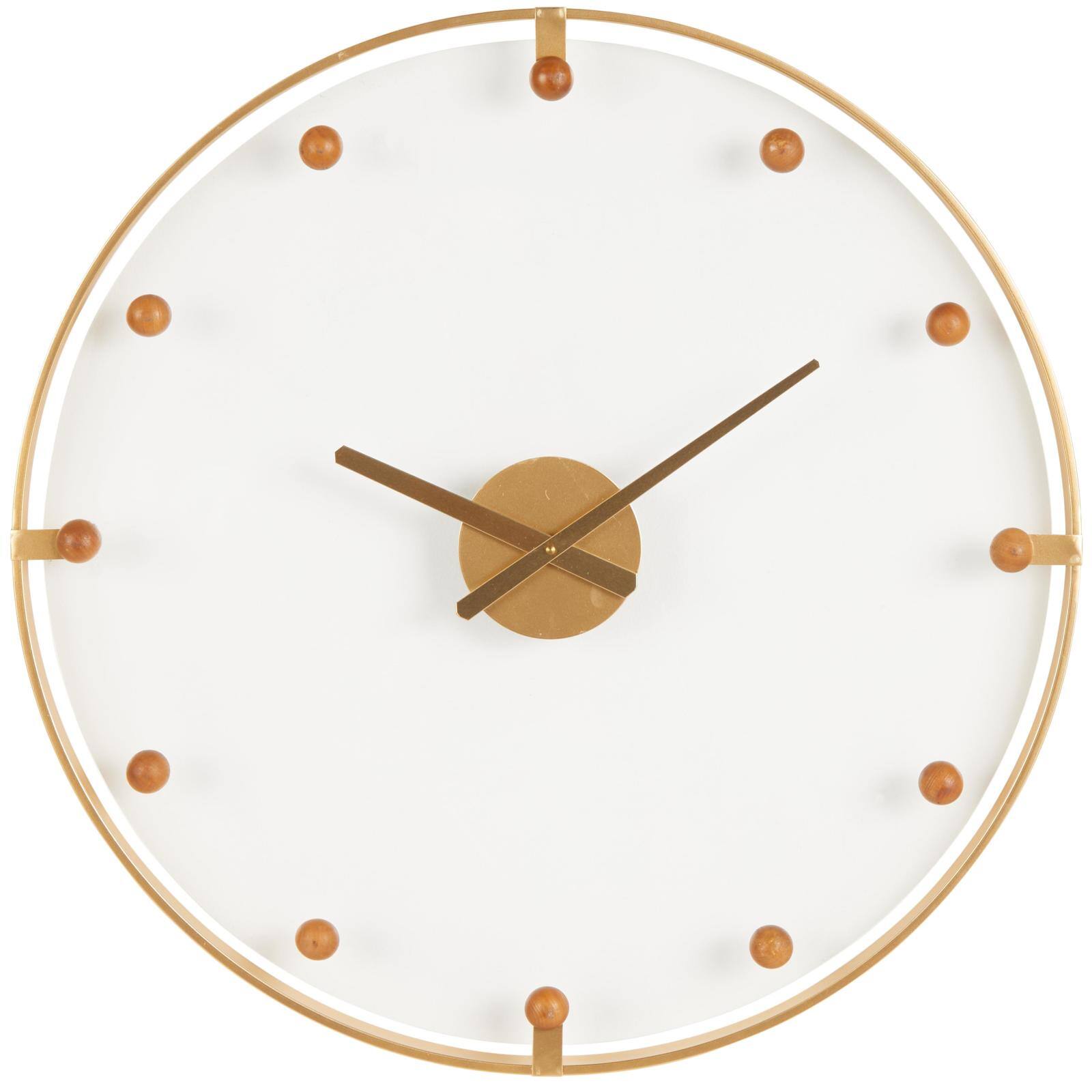 27.5" Gold Metal Decorative Wall Clock with Acrylic Face & Ball Accents