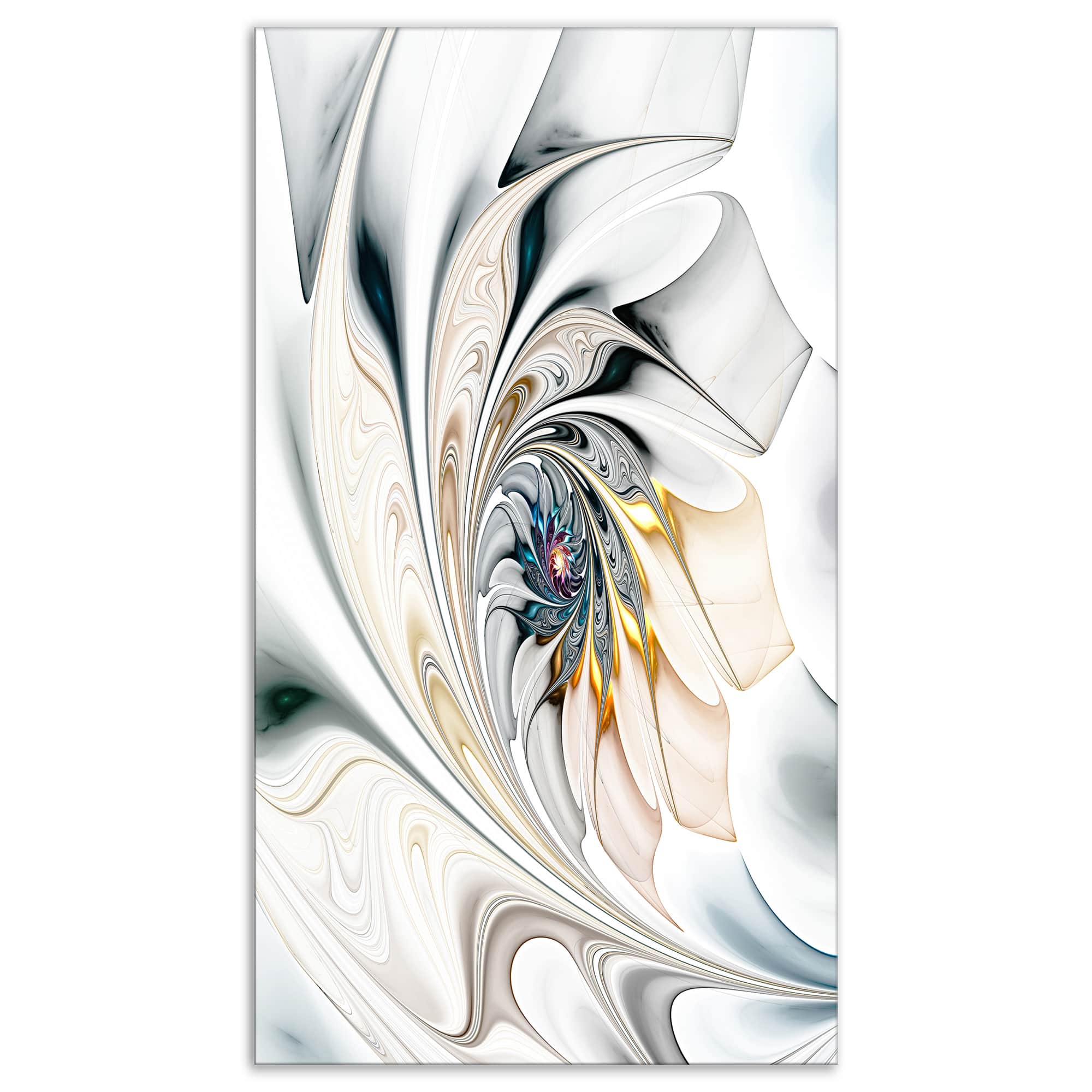 Designart - White Stained Glass Floral Art - Large Floral Wall Art Canvas