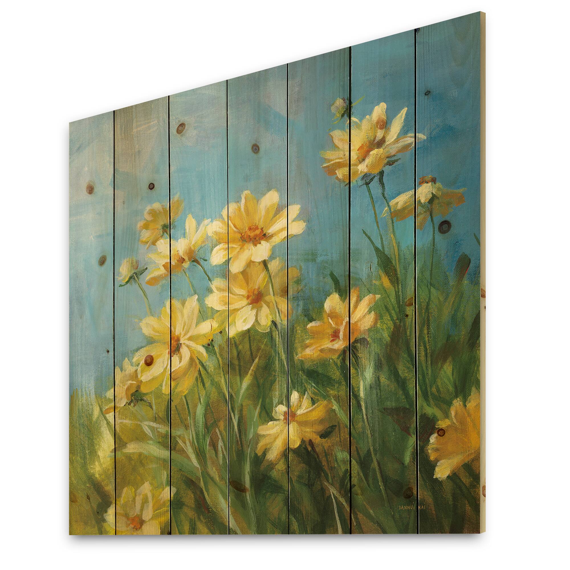 Designart - Summer Field I - Traditional Print on Natural Pine Wood in Blue | 30" x 30" | Michaels&reg;