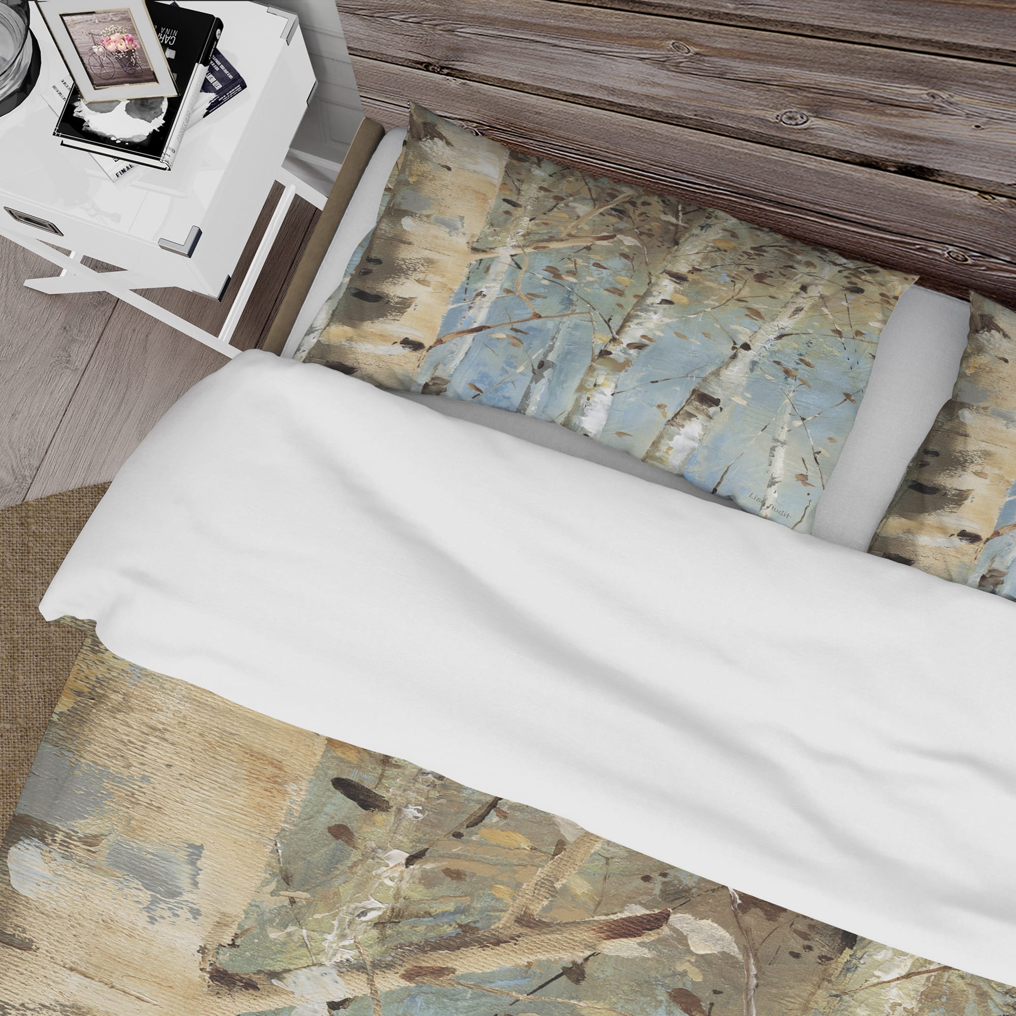 Designart 'White Birch Forest I' Farmhouse Bedding Set