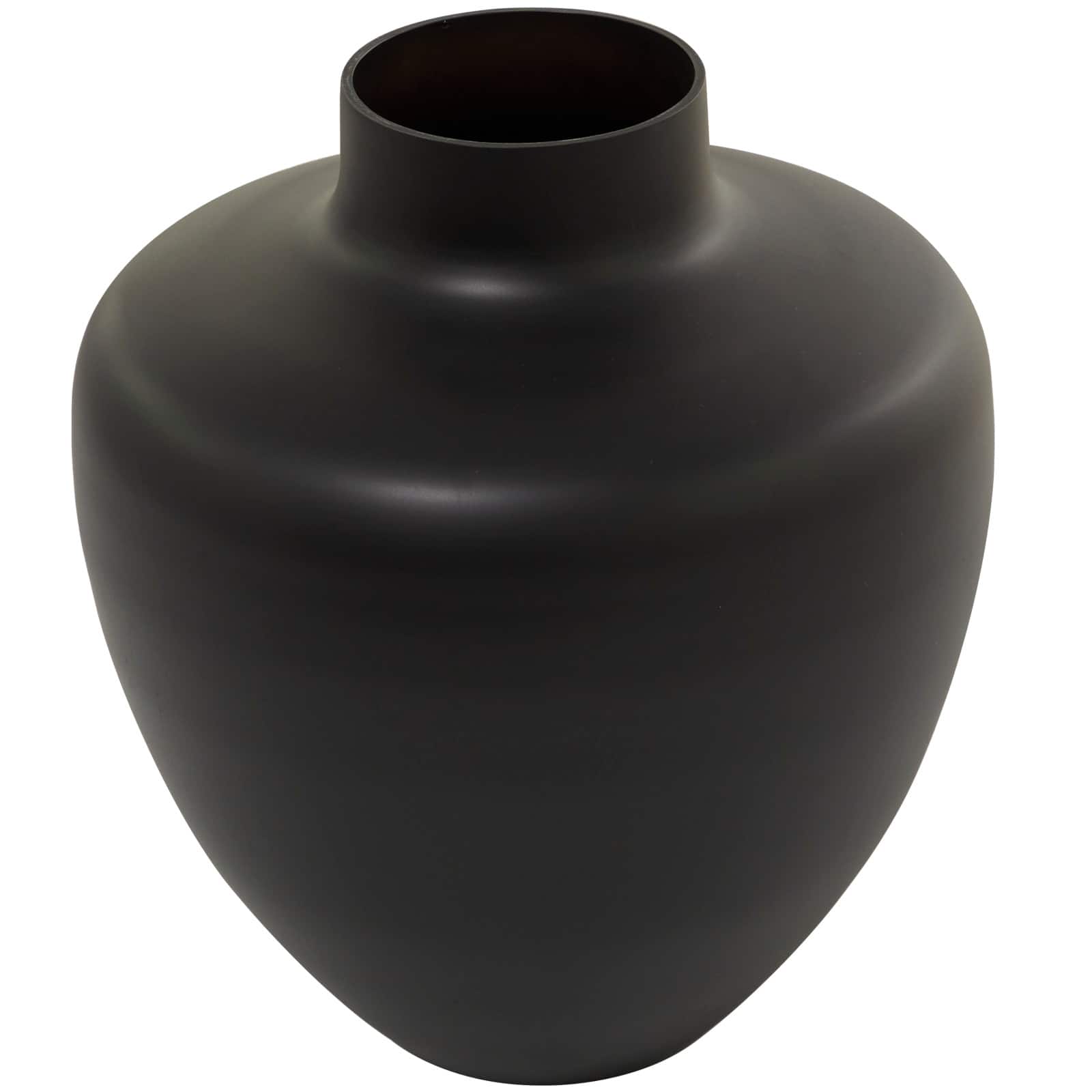 Black Glass Vase 12" x 12" x 13"