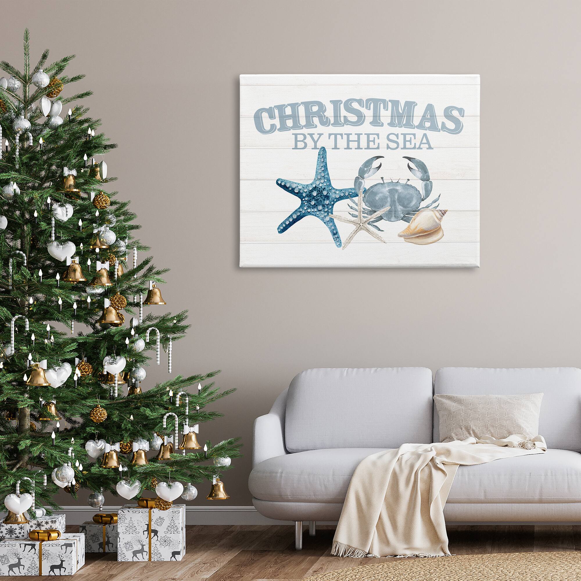 Stupell Industries Christmas By The Sea Nautical Canvas Wall Art