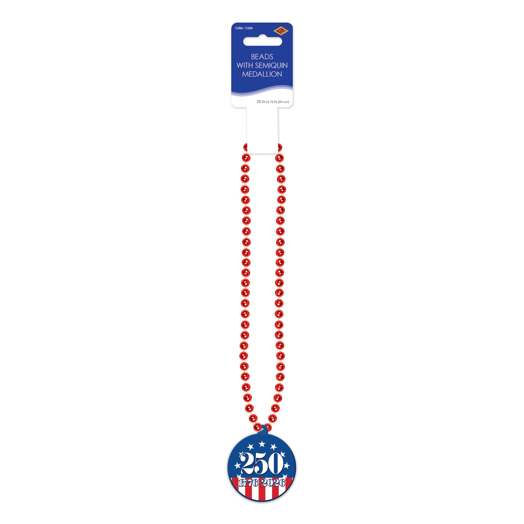 Beistle 33" Beads with Semiquincentennial Medallions, 3ct.
