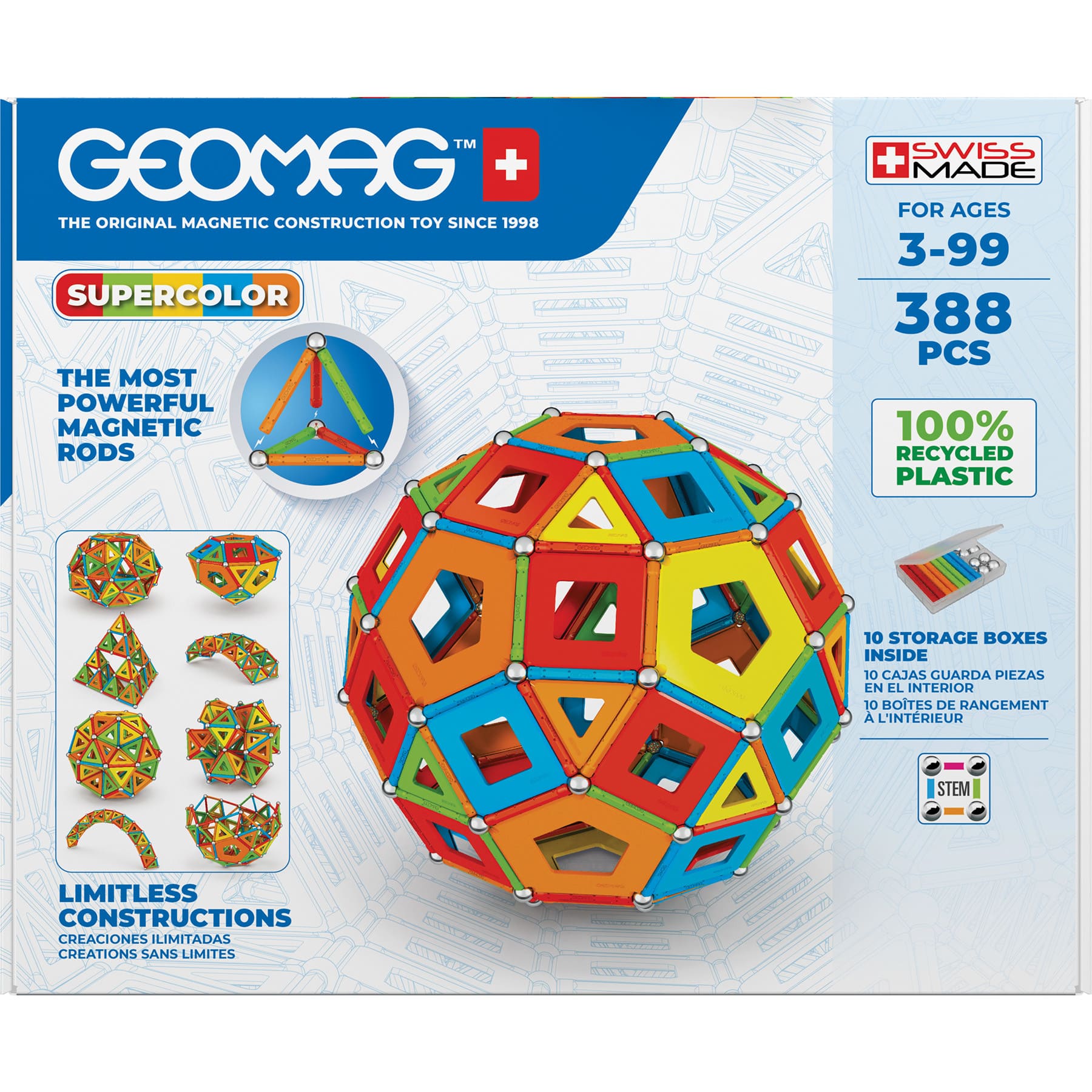 Geomag™ Supercolor Recycled Masterbox Magnetic Building Set