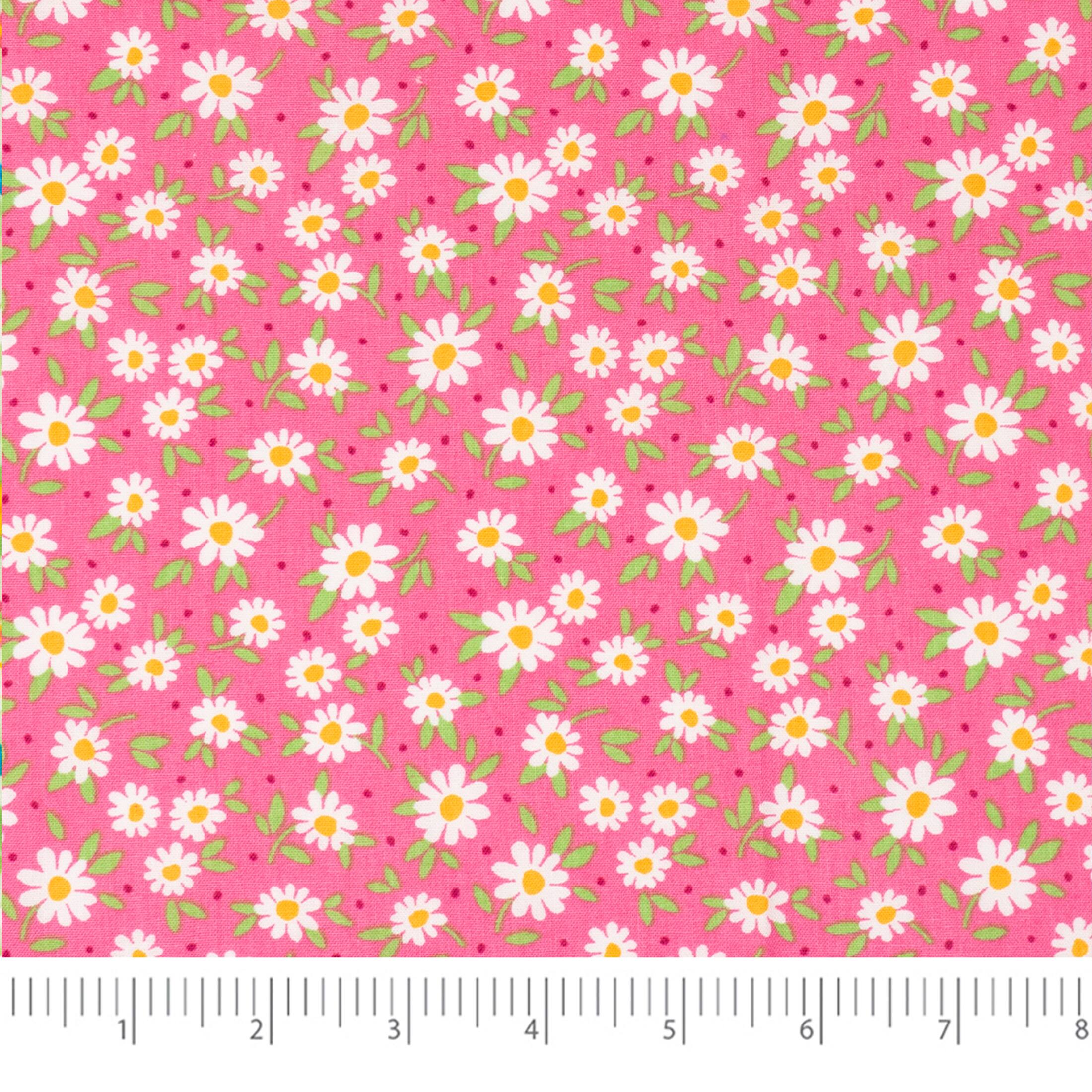 SINGER Pink Green Spring Print Ringspun Cotton Fabric Bundle