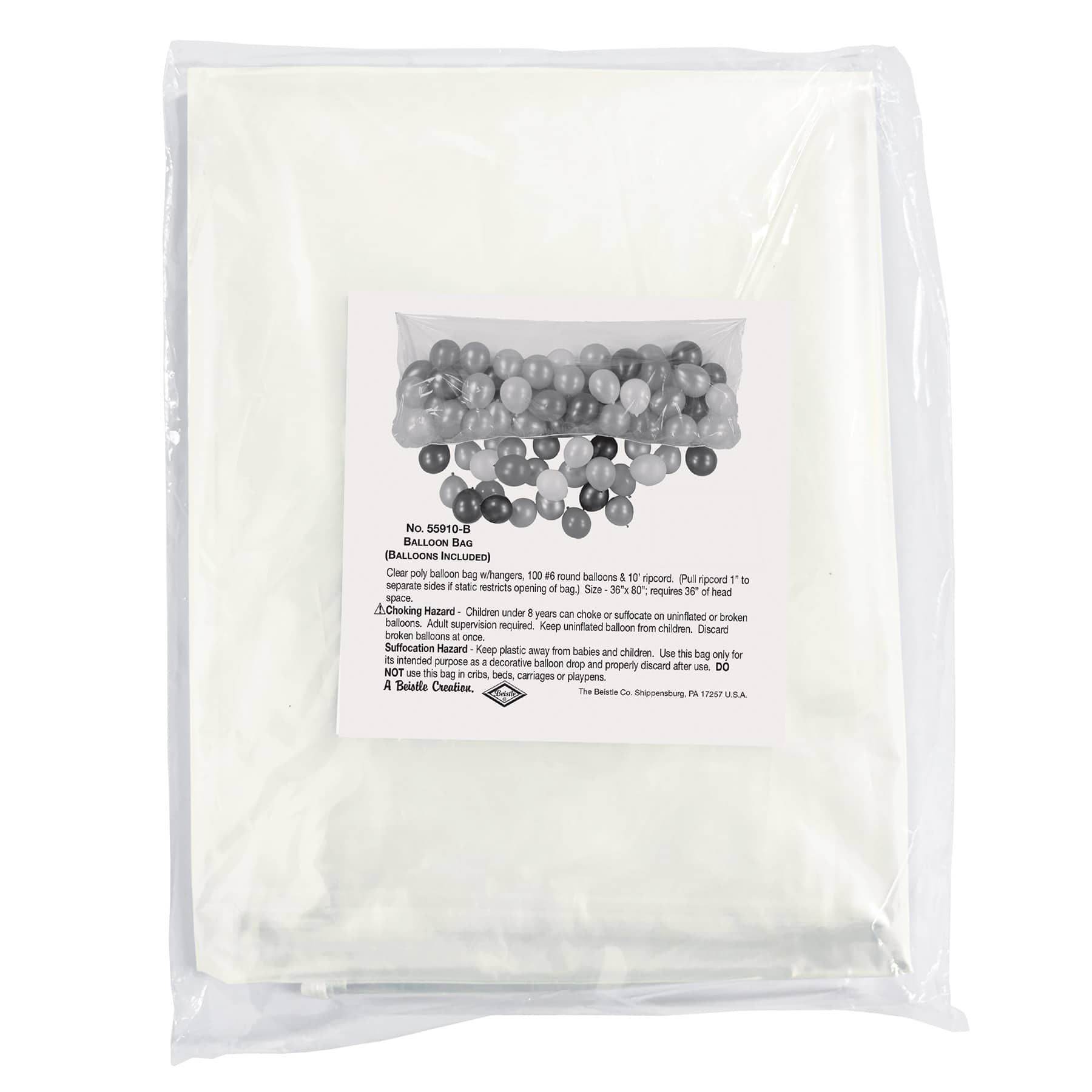 Beistle 36" x 80" Clear Plastic Balloon Bag with Balloons
