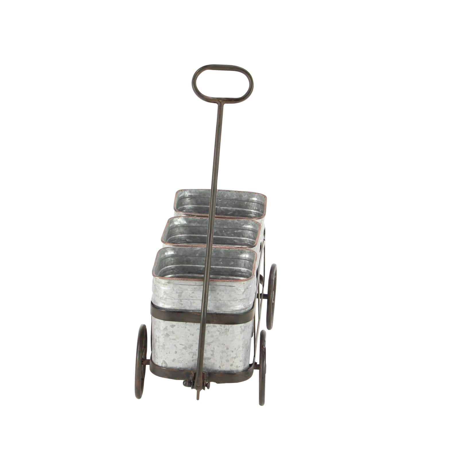 Silver Metal Farmhouse Wagon Planter