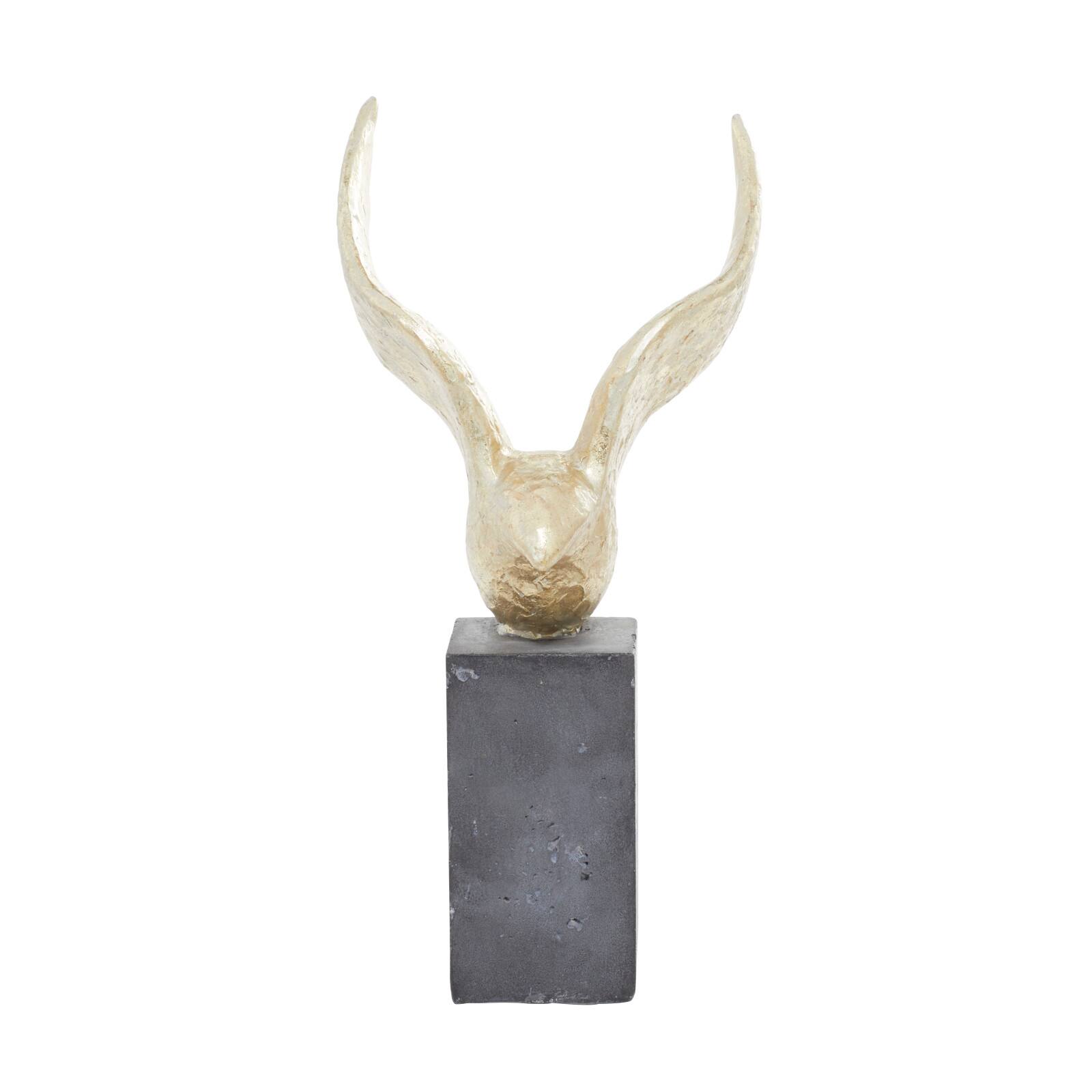 Set of 3 Gold Polystone Birds Sculpture 14", 15", 9"