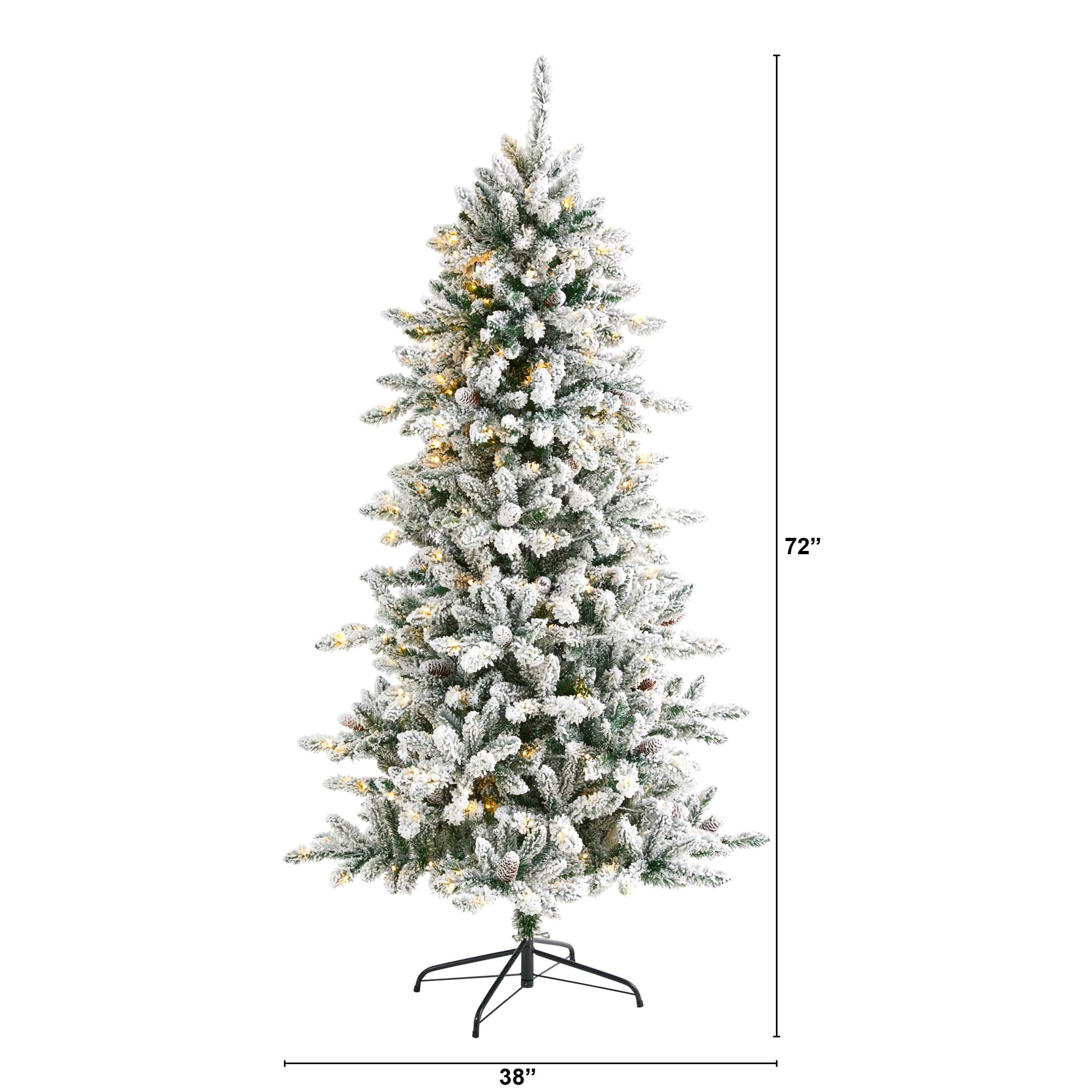 6ft. Pre-Lit Flocked Livingston Fir Artificial Christmas Tree with Pinecones, Clear LED Lights