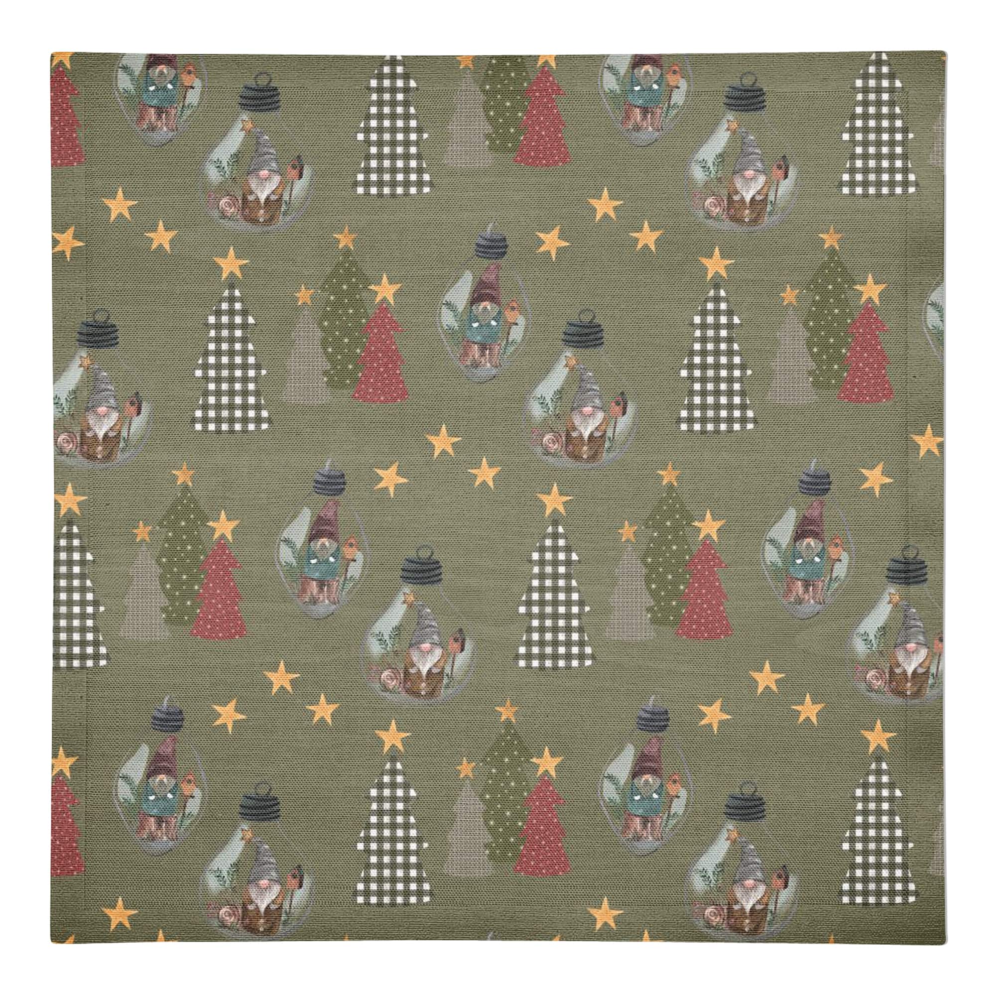 Tree & Globe Pattern Cotton Twill Napkin