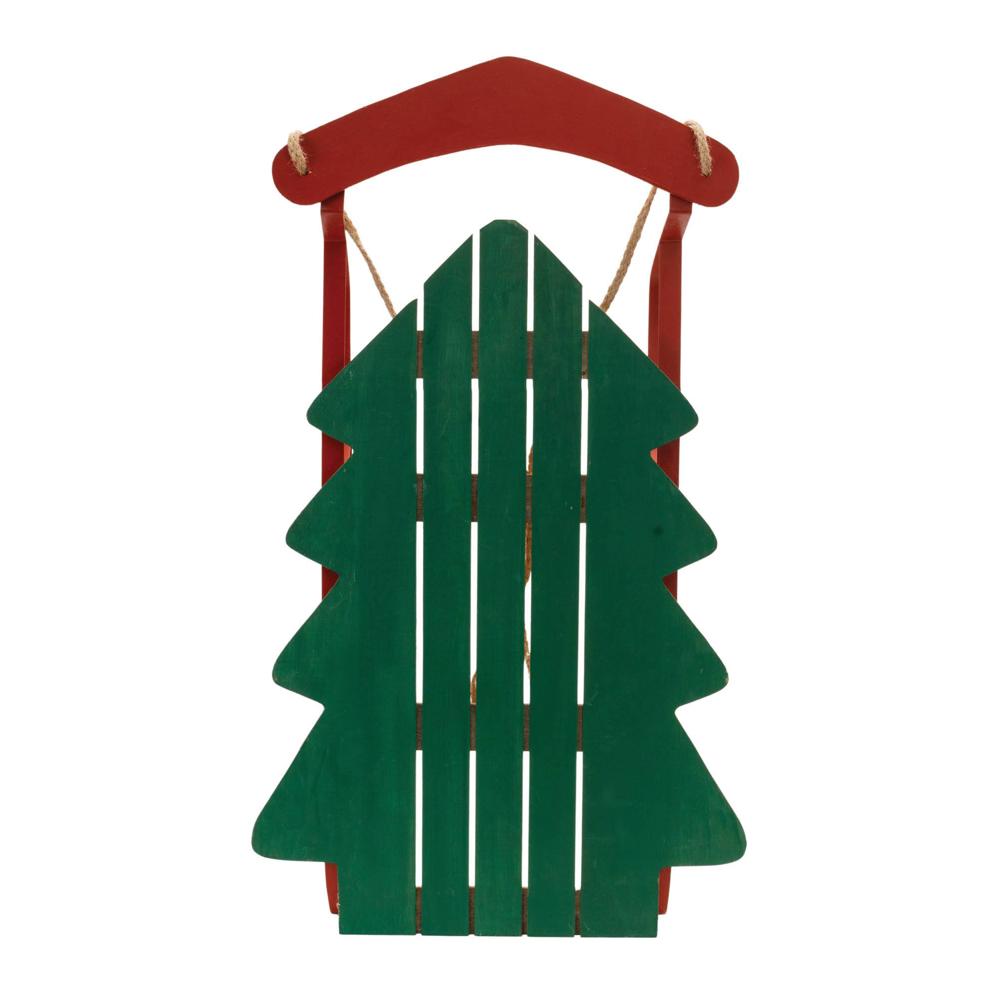Melrose 29.5" Wood Pine Tree Sled Décor