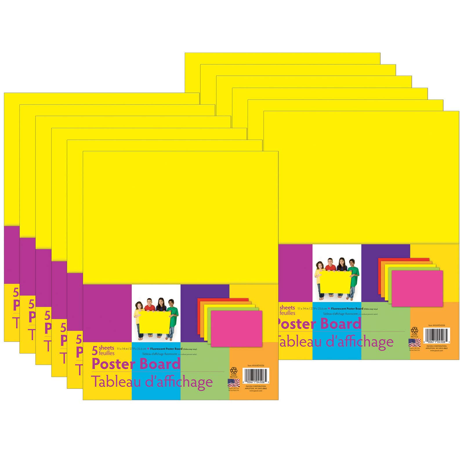 UCreate® 11" x 14" Neon Poster Board, 12 Packs of 5