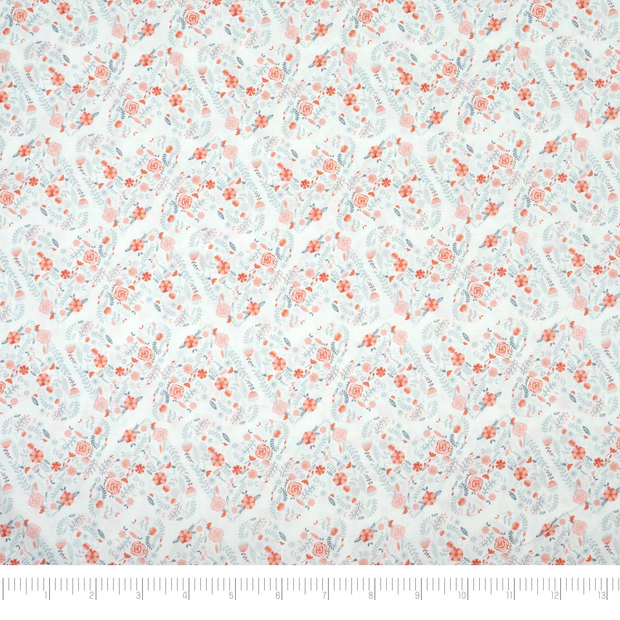 SINGER Pink Flower Heart Cotton Fabric