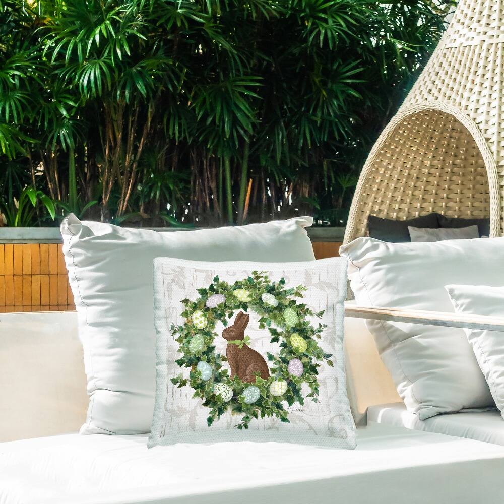 Stupell Industries Spring Easter Egg Wreath Outdoor Printed Pillow