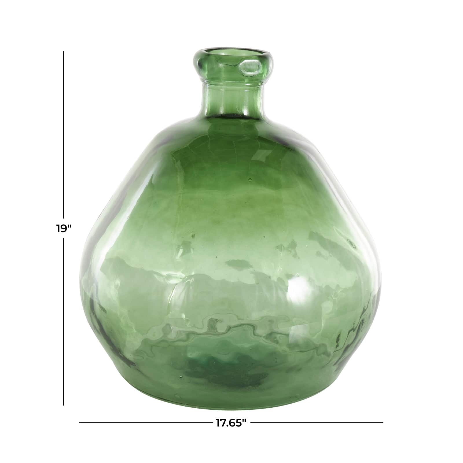 Green Recycled Glass Handmade Wide Ombre Spanish Bottle Vase