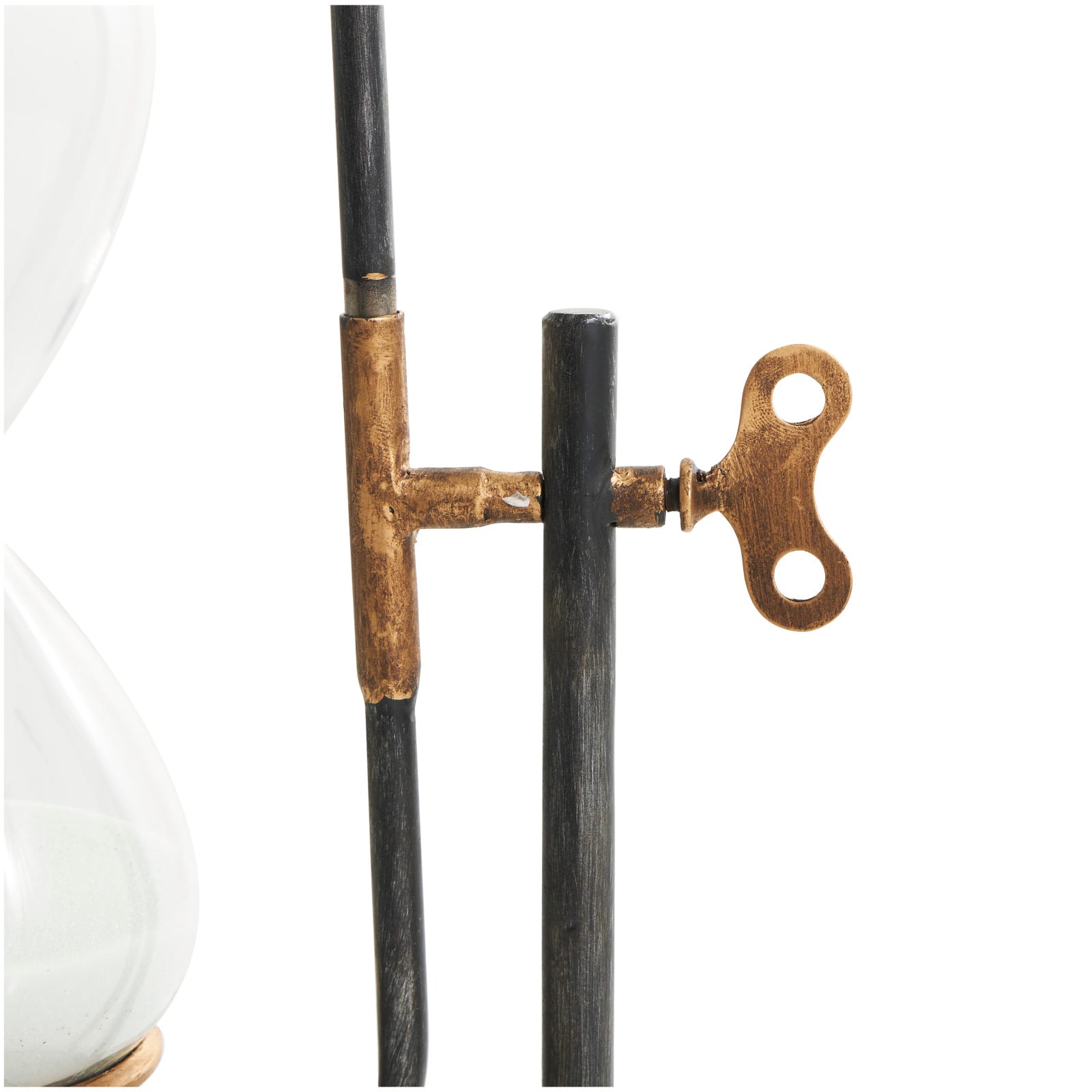 13" Black Metal Suspended Hourglass Timer with Gold Details