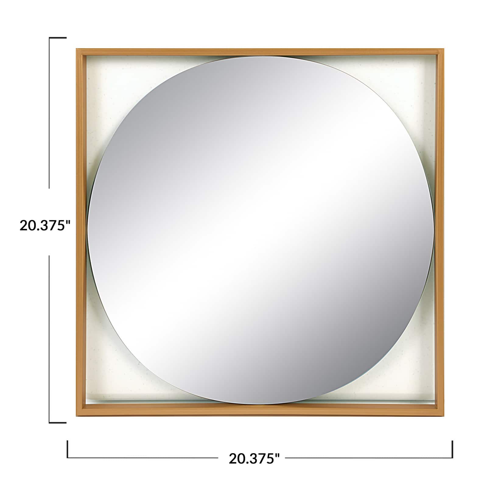 20" Gold Square Metal Floating Wall Mirror