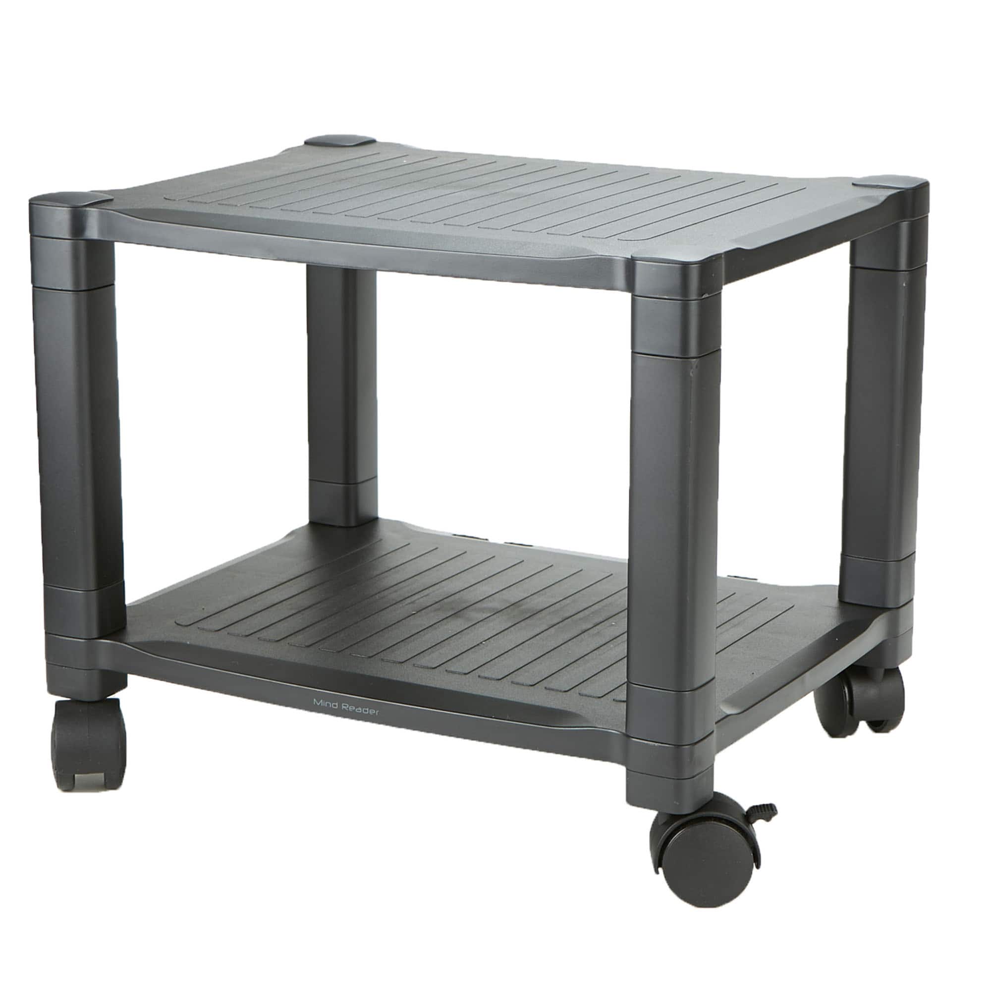 Mind Reader 15" Black 2-Tier Shelf Adjustable Printer Stand with Wheels