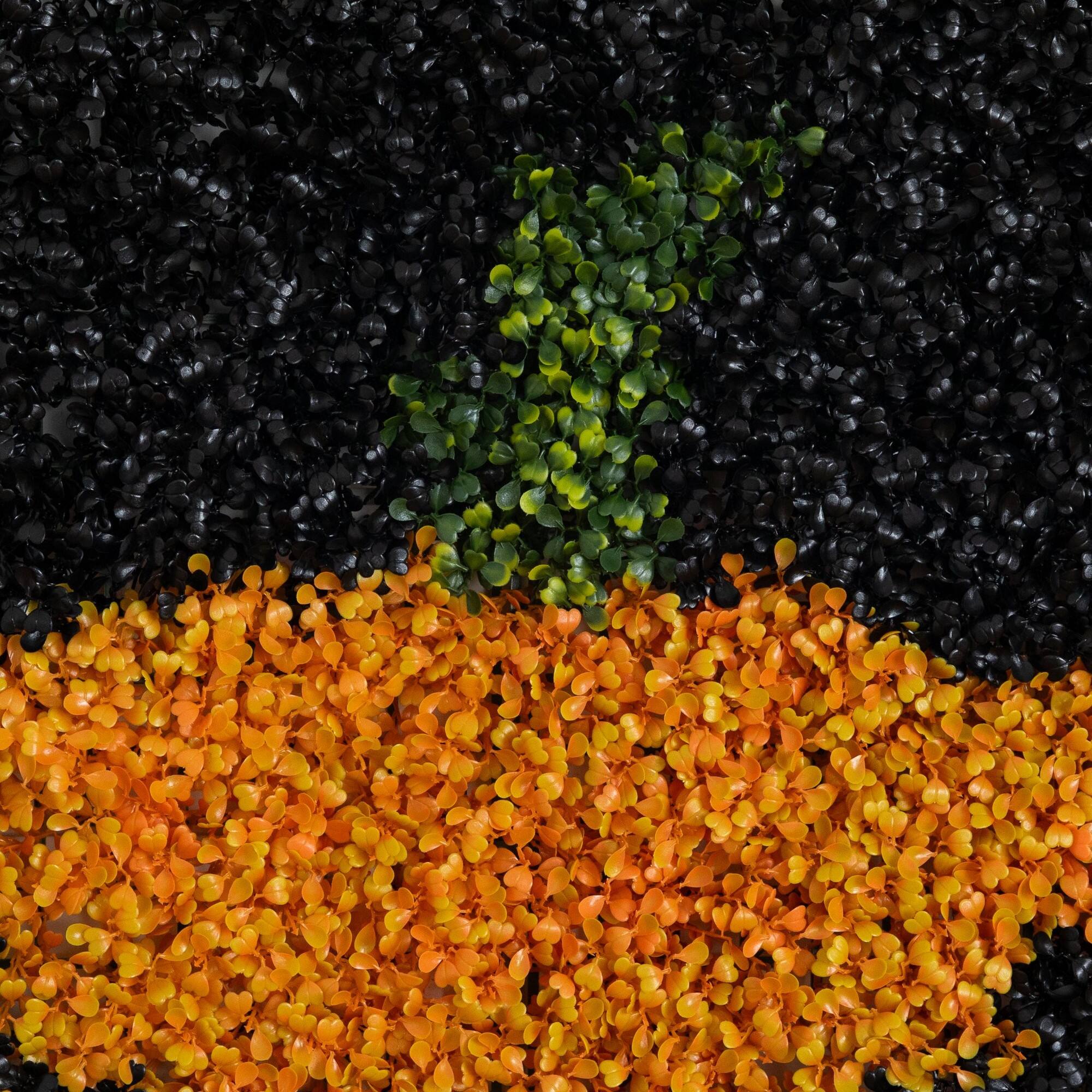 40" x 40" UV Resistant Artificial Halloween Boxwood Jack-o'-Lantern Wall Décor Mat