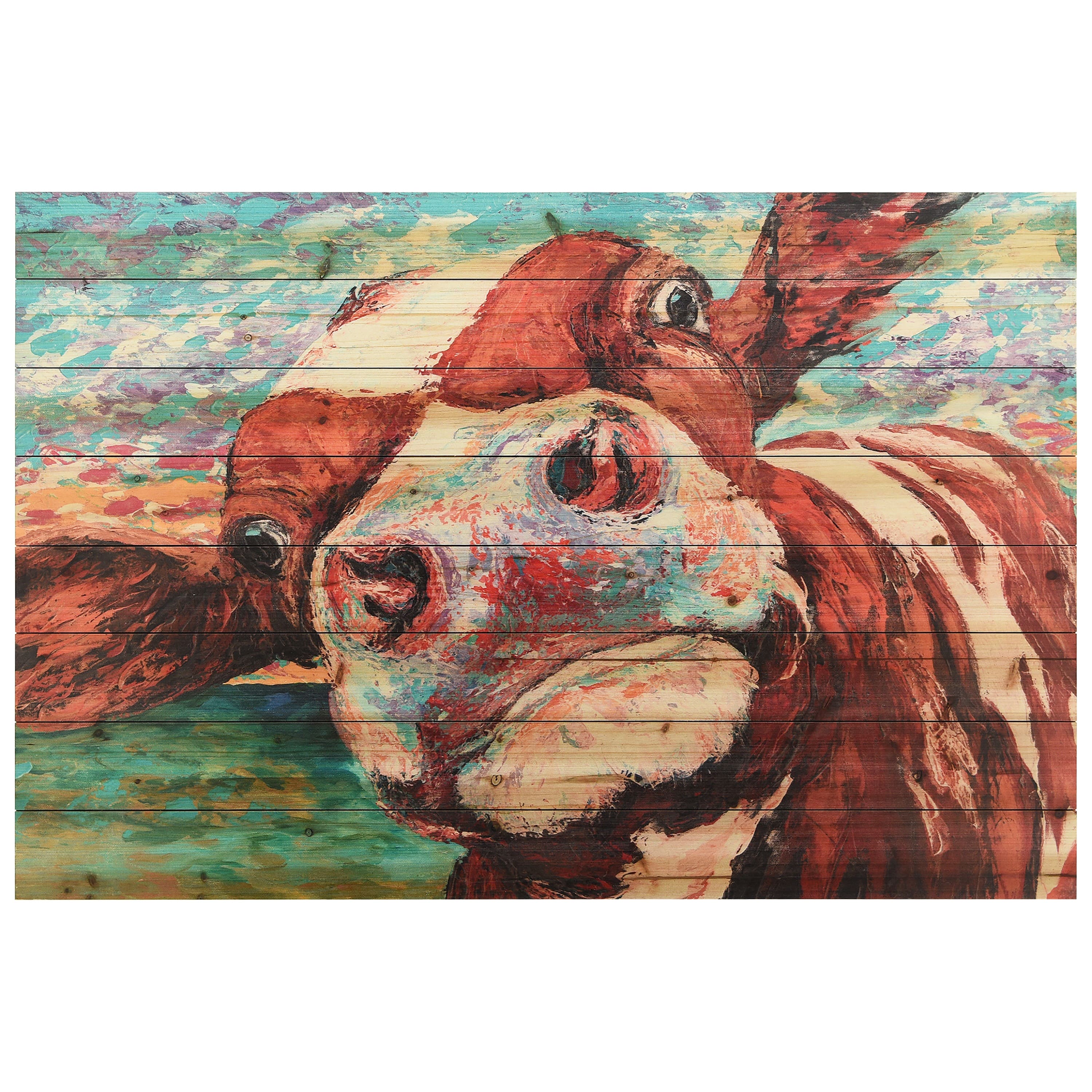 Empire Art Direct Arte de Legno 30" x 45" Curious Cow 3 Wall Art