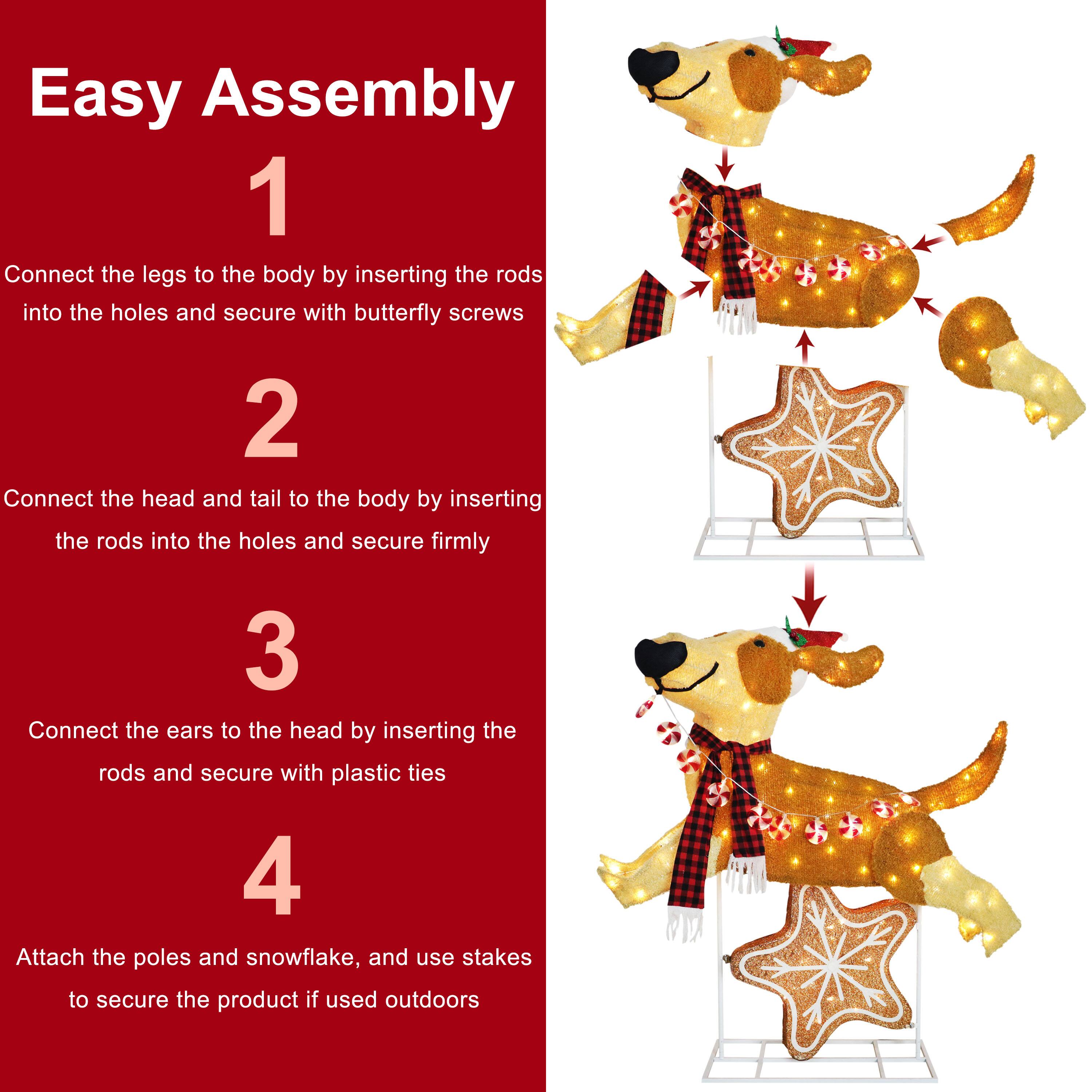 Puleo International 4ft. Pre-Lit Puppy Christmas Holiday Décor with Warm White LED Lights