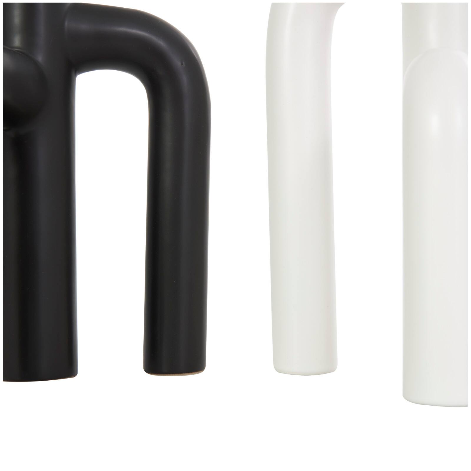 CosmoLiving by Cosmopolitan 10" Black & White Ceramic Abstract 3-Arch Vase Set