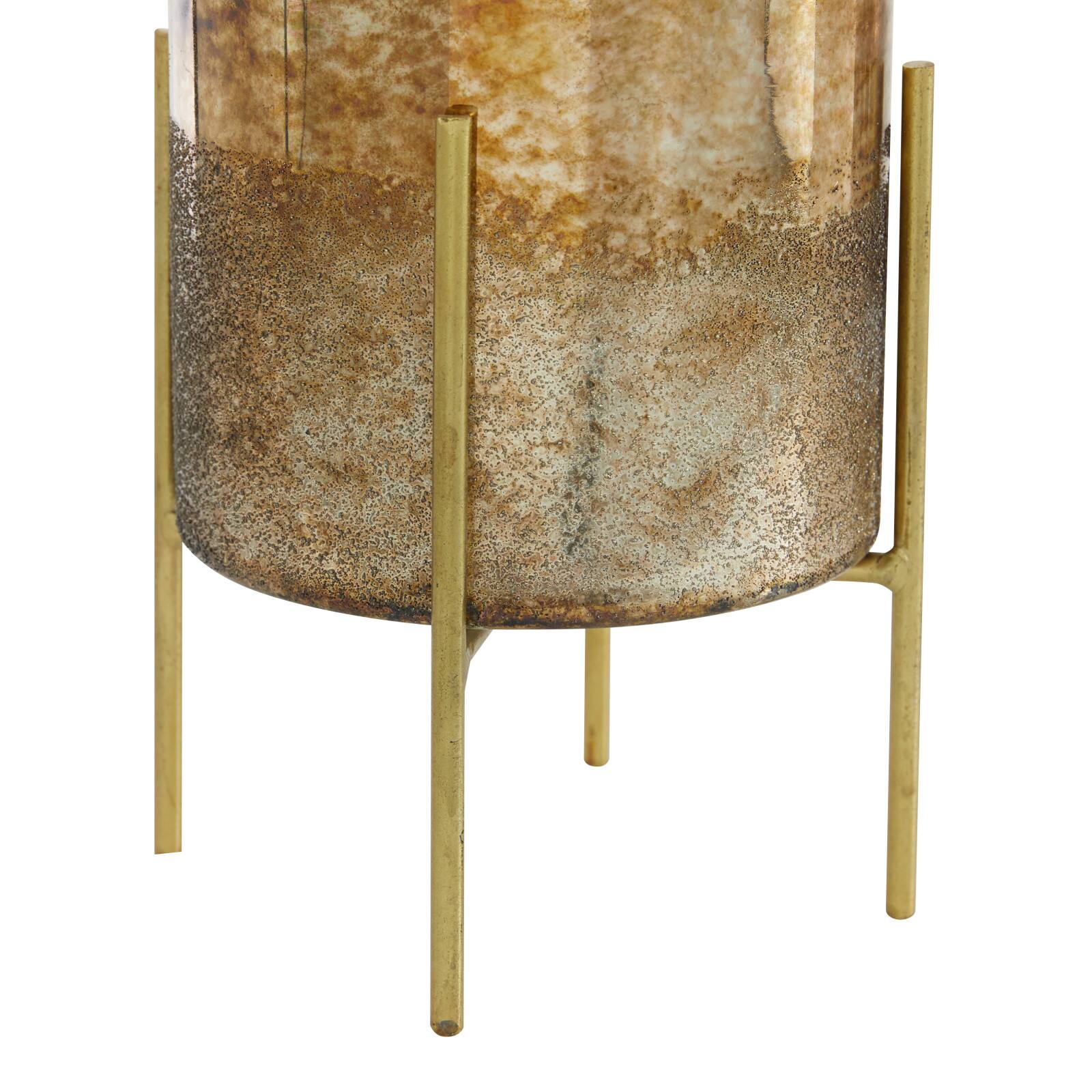 Brown Glass Contemporary Candle Holder Set