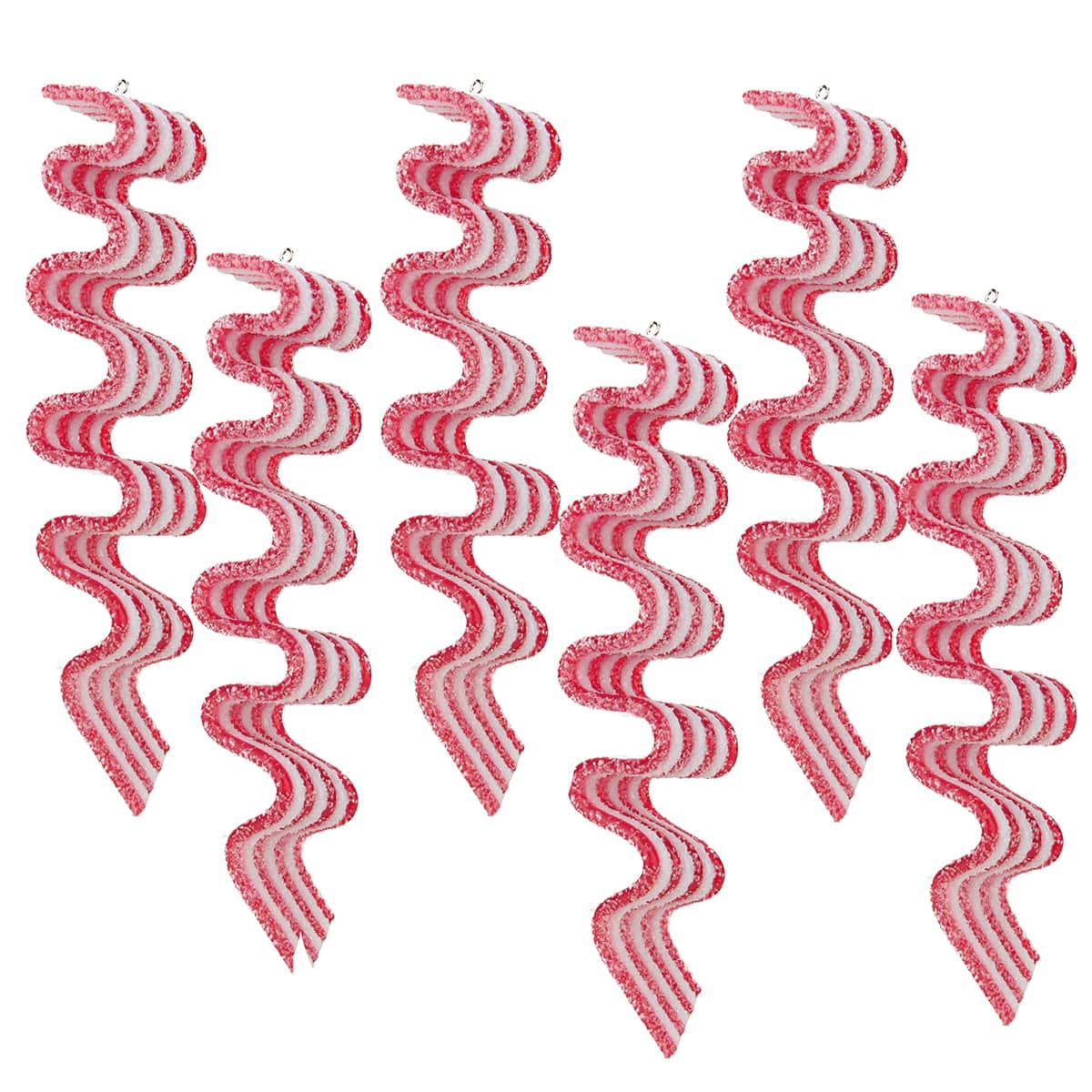 6ct. 6" Red & White Ribbon Candy Christmas Ornaments