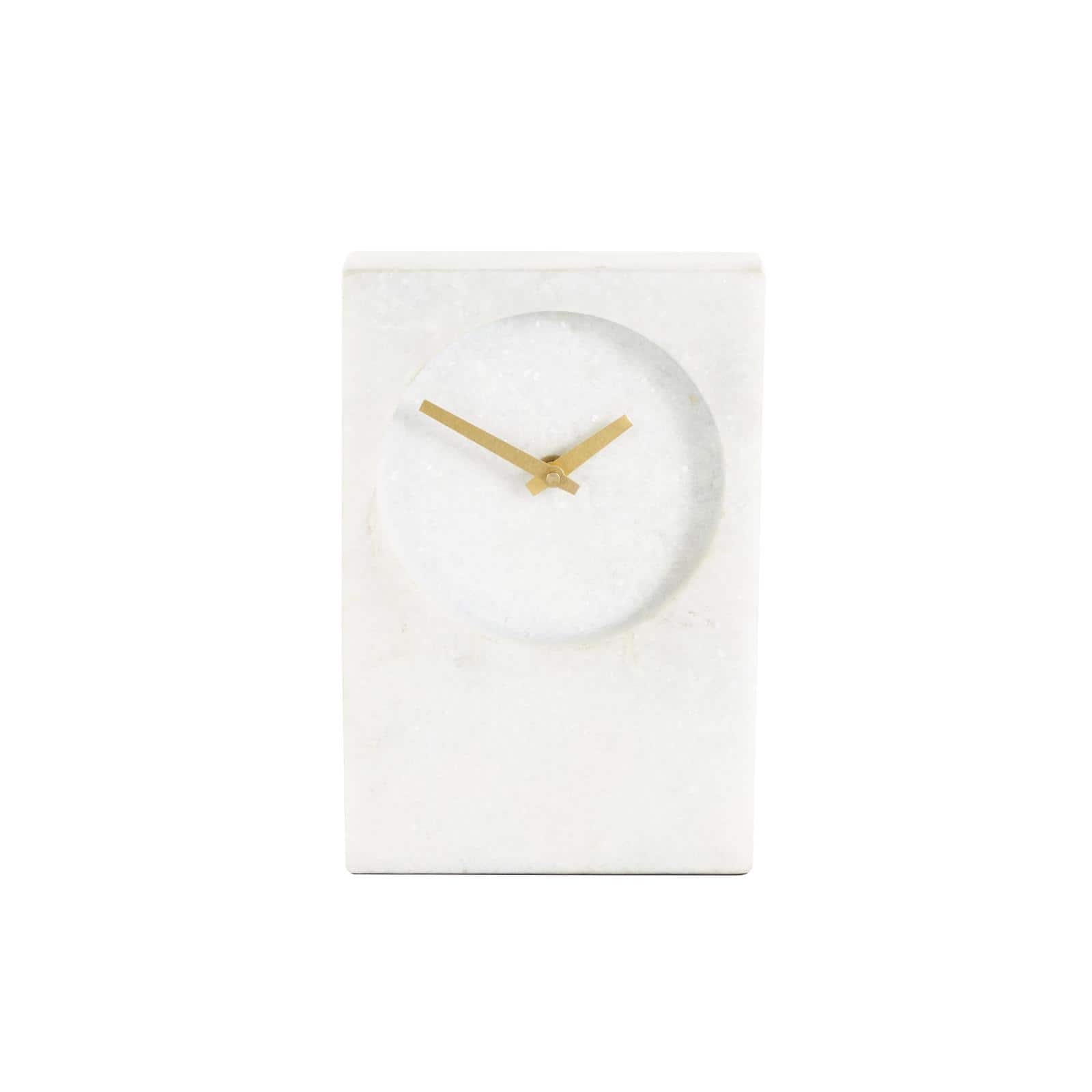 9" White Marble Rectangular Clock