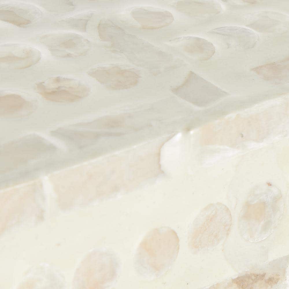 Cream Mother of Pearl Shell Geometric Handmade Mosaic Dot with Brown Accents Storage Box Set