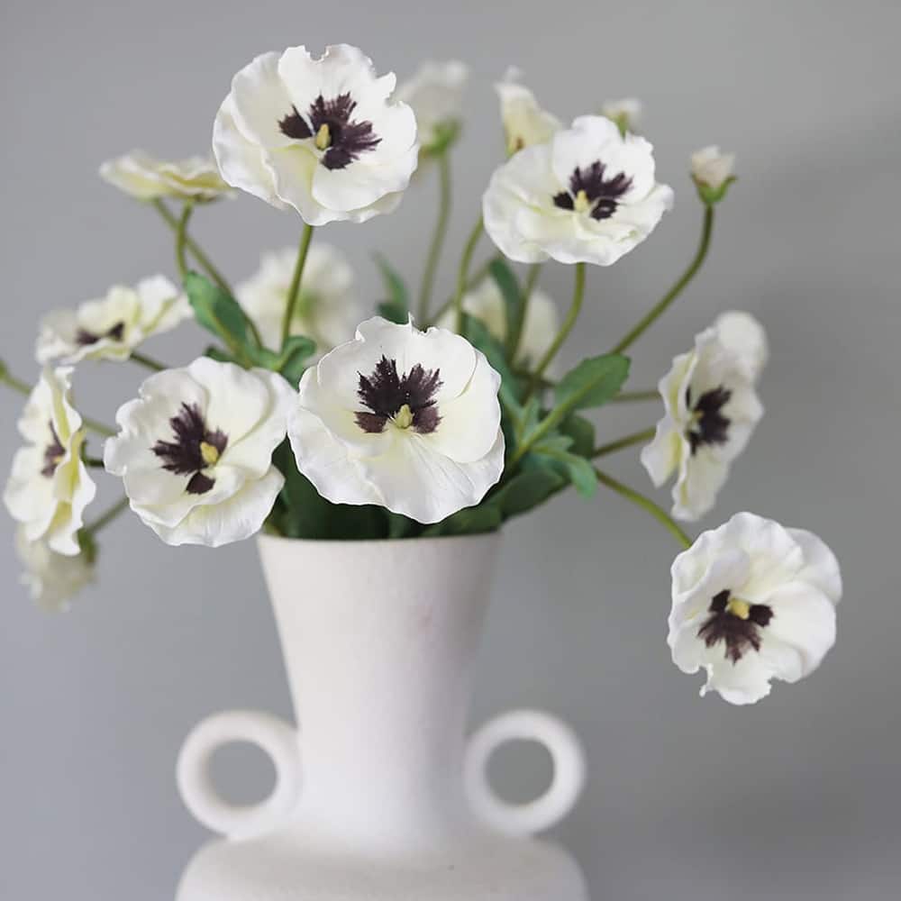 Prestige Botanicals 21" Faux White Pansy Stem