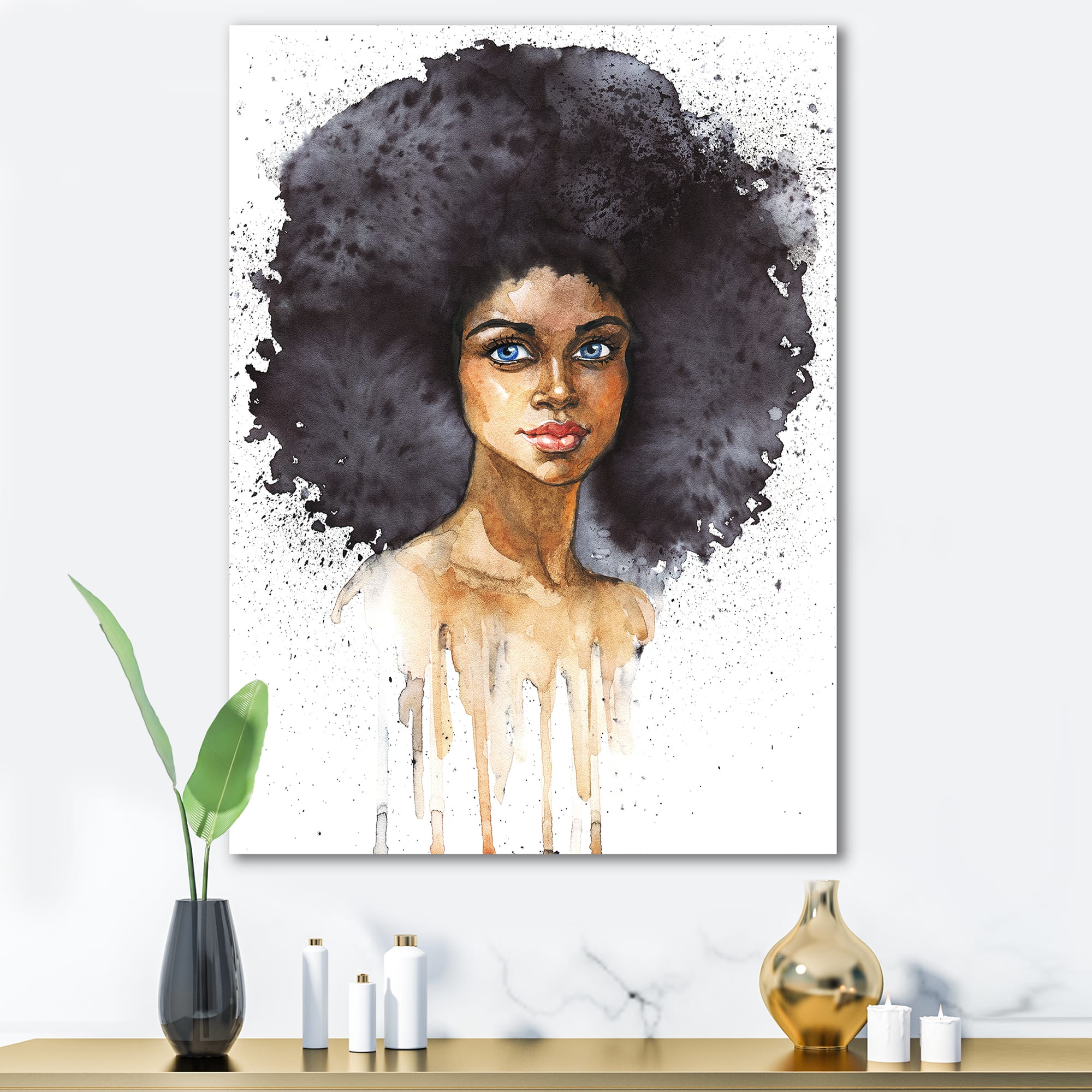 Designart - Portrait of African American Woman X - Modern Canvas Wall Art Print