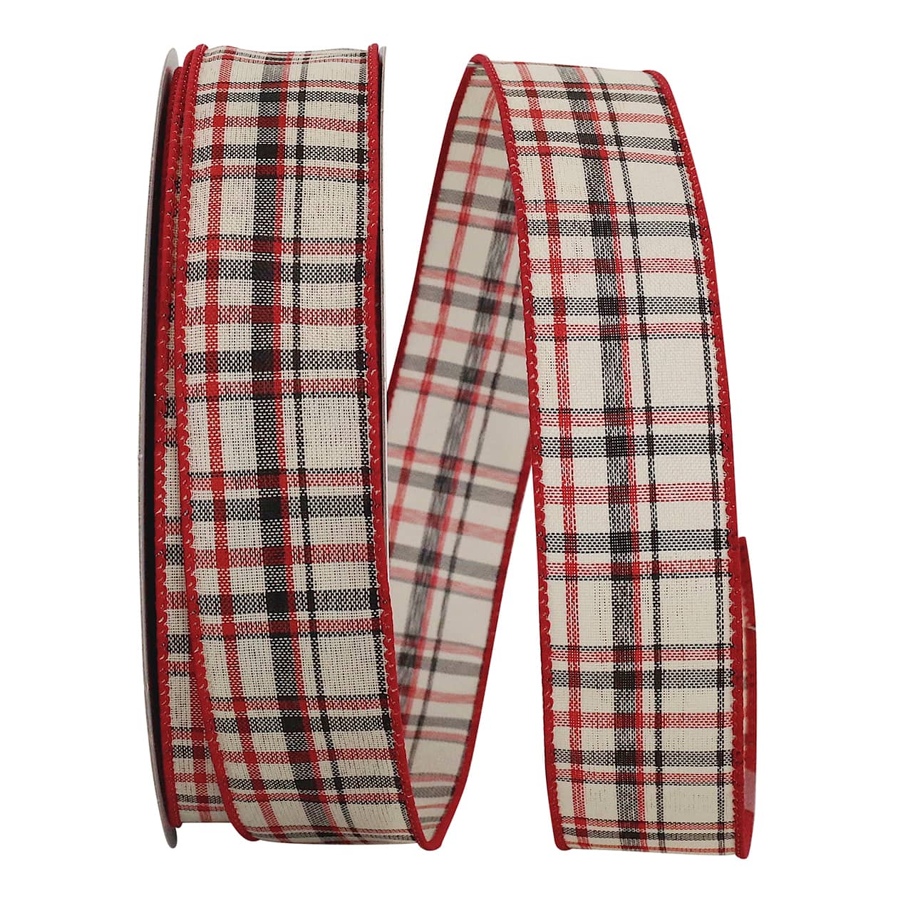 JAM Paper 1.5" x 50yd. Wired Athens Lauren Plaid Ribbon