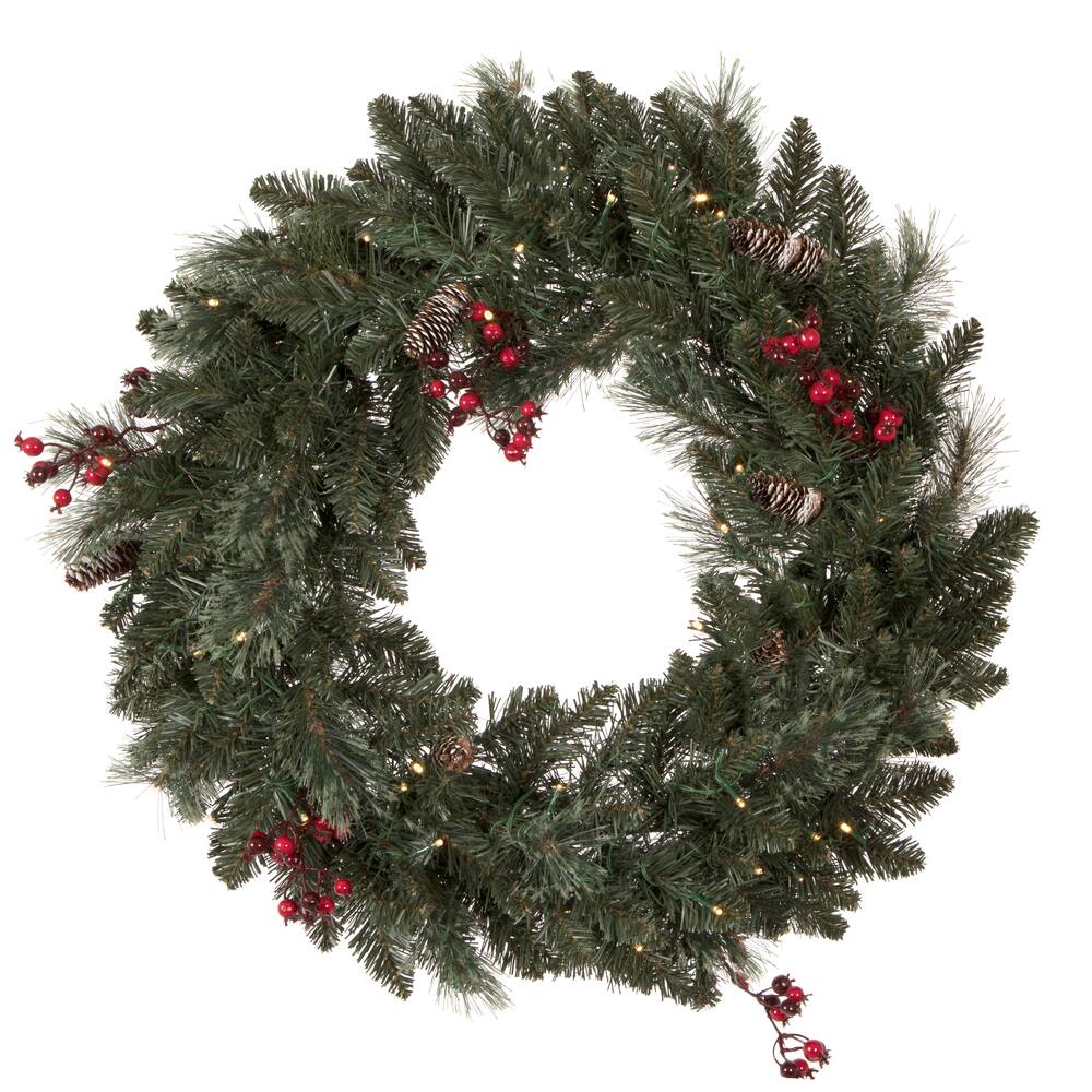 4-Piece Pre-Lit Artificial Christmas Tree, Wreath & Garland Set, Warm White LED Lights